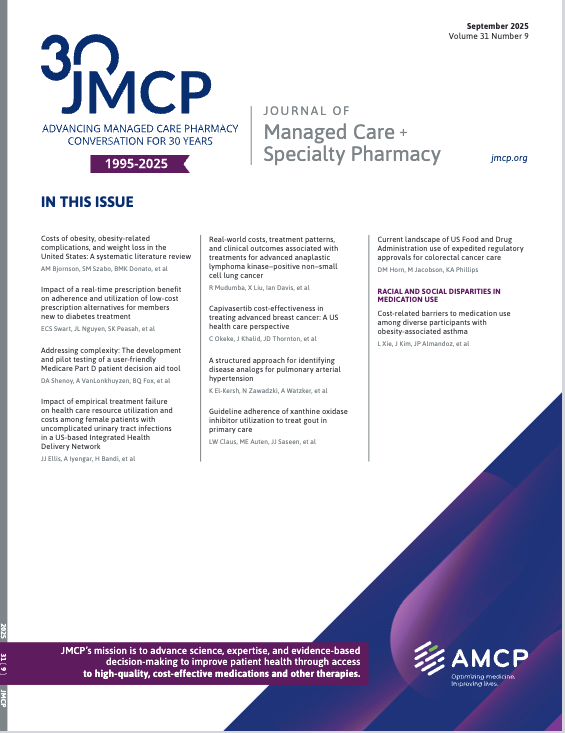 amcporg's tweet photo. The September issue of #JMCP is now available. This edition continues our #JMCP30 anniversary year with timely research and insights shaping the future of managed care pharmacy. Explore the latest studies and perspectives: https://t.co/JS6fbDpATG
#ManagedCare #Pharmacy #Research https://t.co/sw1xqoW3nt