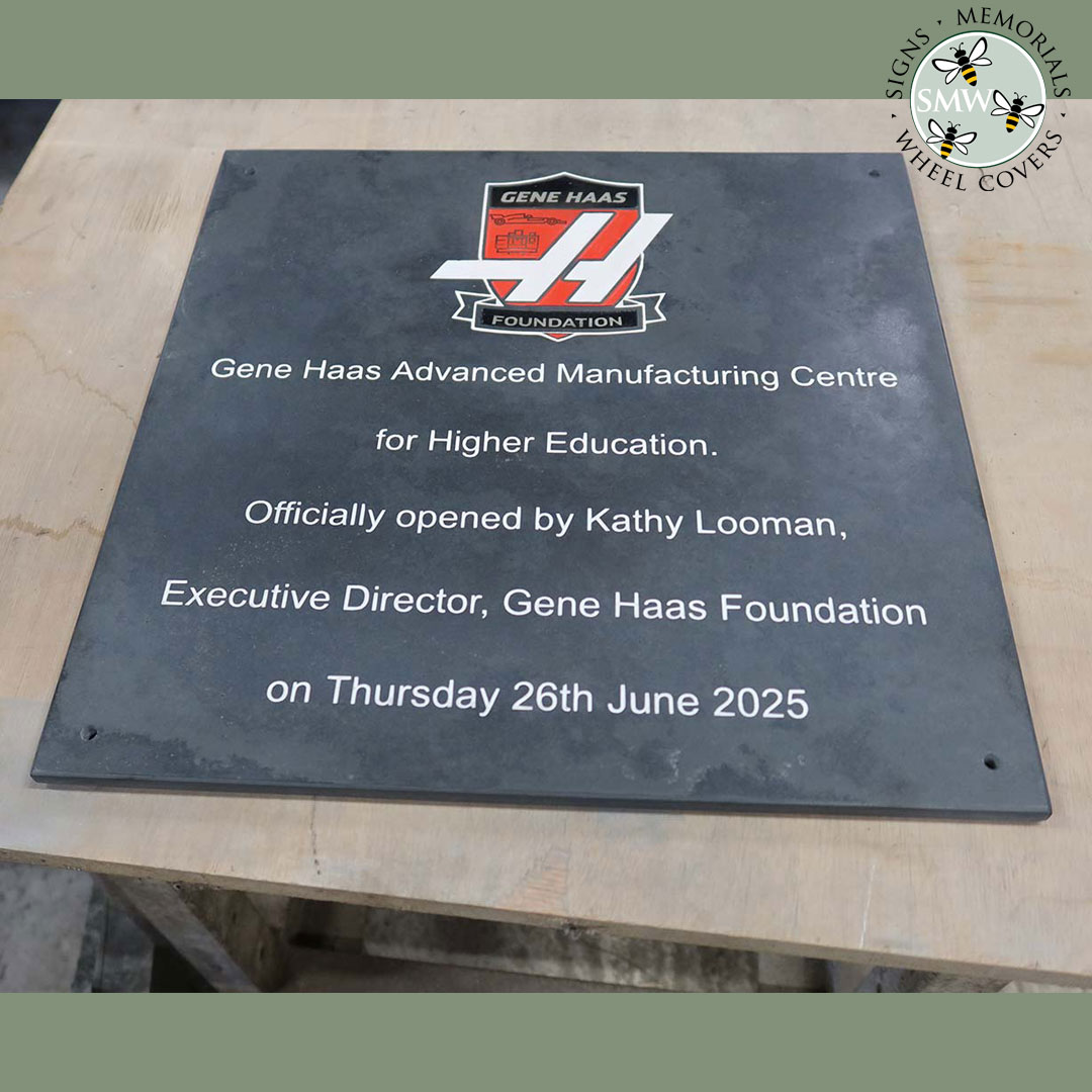 the_sign_maker's tweet image. This project really tested our design skills! 👩‍🎨
We adapted a complex logo into slate using a mix of techniques:
⚪ Sandblasted &amp;amp; painted fine lines
⚫ Raised lettering on black background
🔦 Laser-engraved details
A true showcase of craftsmanship + precision. 🪨✨
#SlateSigns