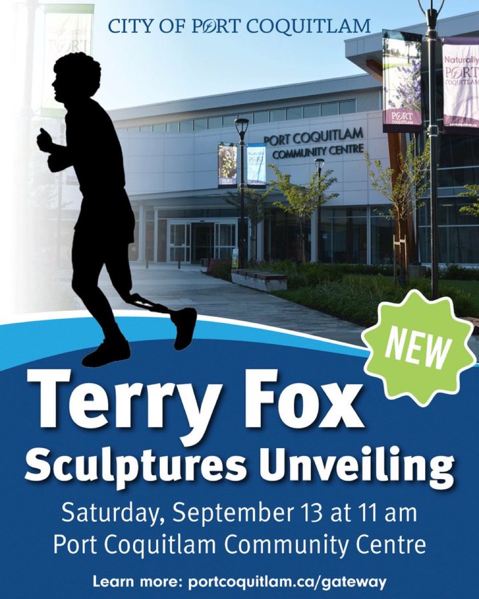 Make a plan to join us in the <a href="/CityofPoCo/">City of Port Coquitlam</a> for the unveiling of a spectacular new Terry Fox statue on Sept 13 - this is an important part of how we build the bonds of community, sharing with the next generation. Be a part of this unveiling as we share the message of one of