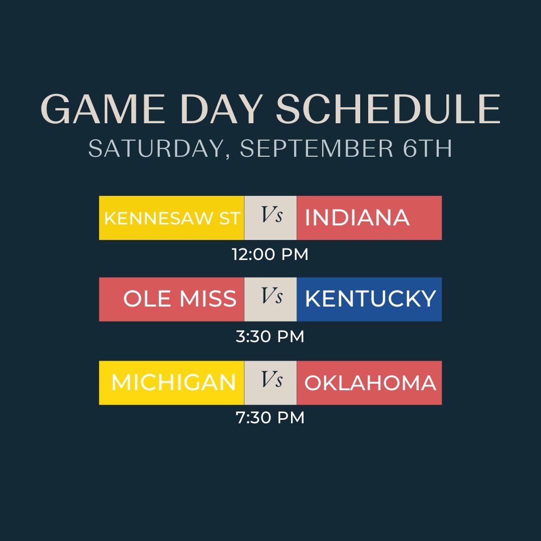 We’ve got all the college football action on our jumbo LED screen this Saturday.

Click here to view our full schedule: avenueeastcobb.com/events/home-te…