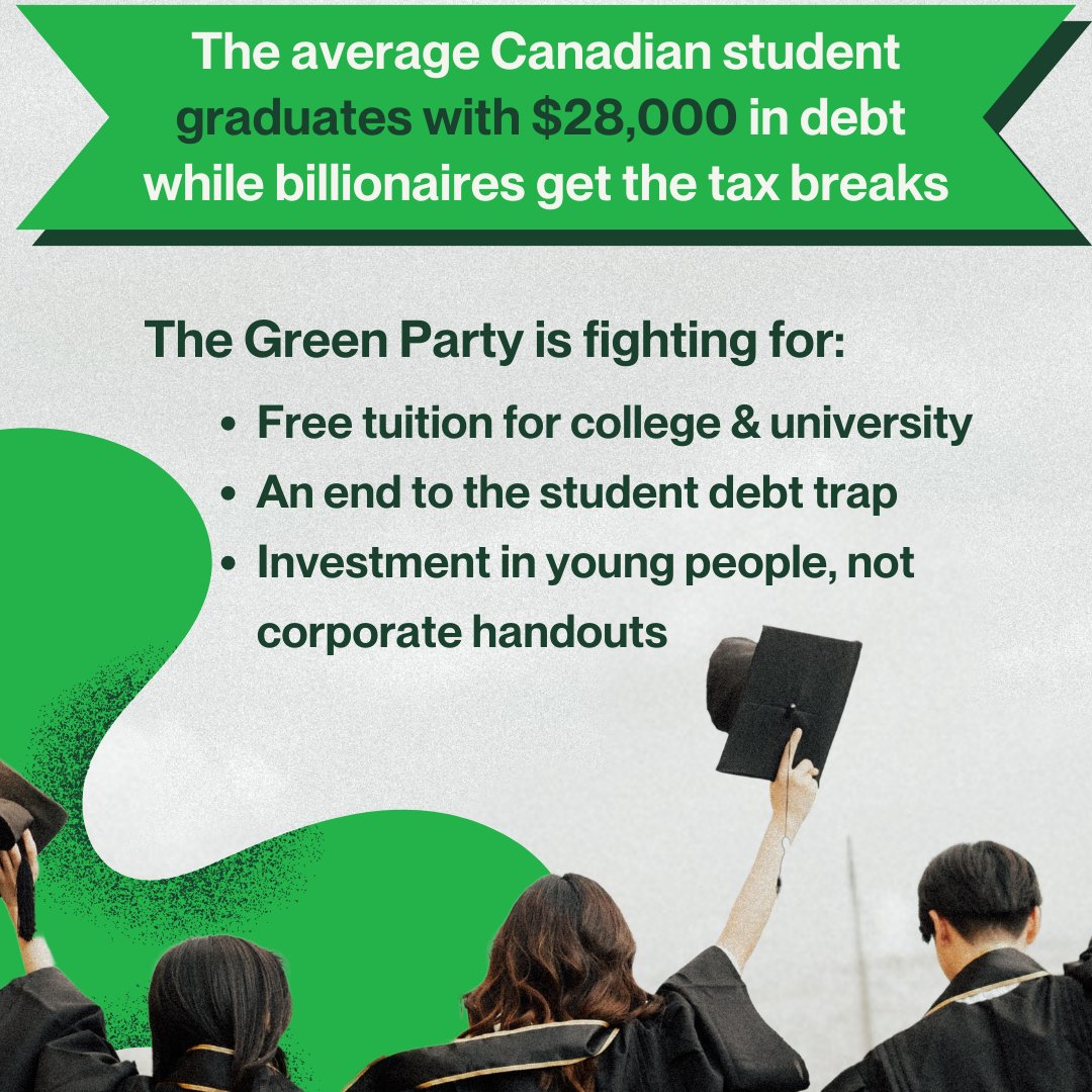 CanadianGreens's tweet photo. Free tuition isn’t radical. It’s common sense. Ready to get involved? Youth memberships with the Greens are free, because your voice should never come with a price tag. Join here: https://t.co/j52Umvqbzq #FreeTuition #YouthForGreens https://t.co/rJeKY0G0j8