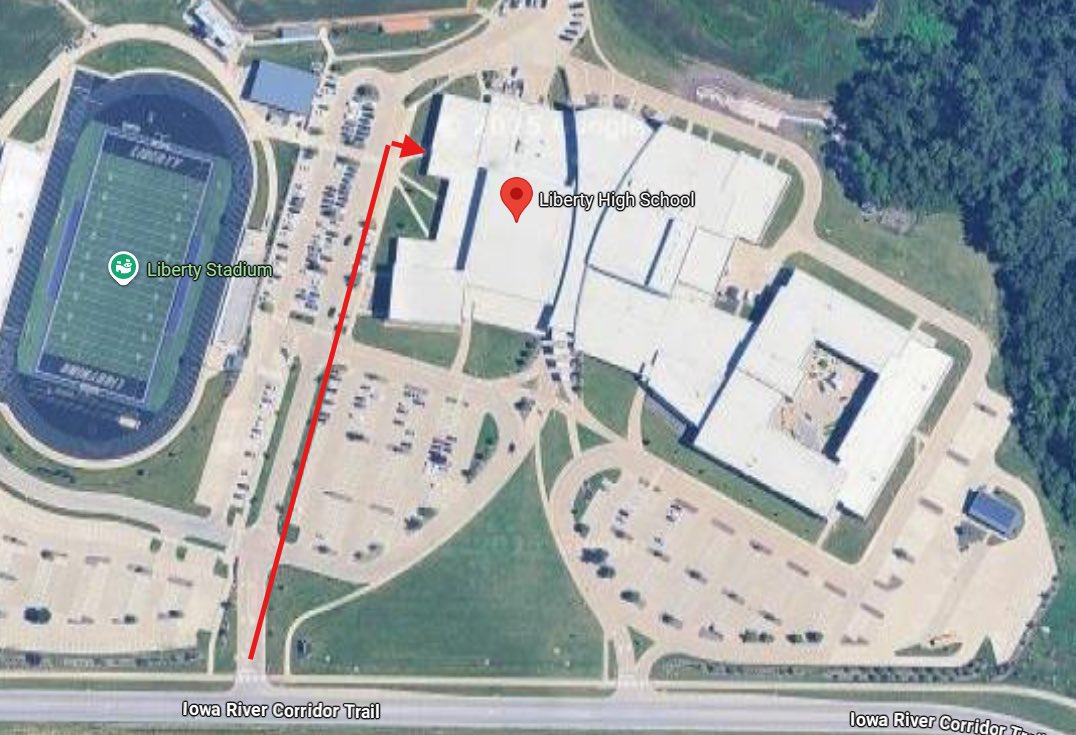 EasternIowaWC's tweet photo. Reminder: 
Practice tonight is at North Liberty High School @ 7pm. 

Below is a map to find the entrance for the wrestling room. ⬇️ https://t.co/FmVIGx0wYq
