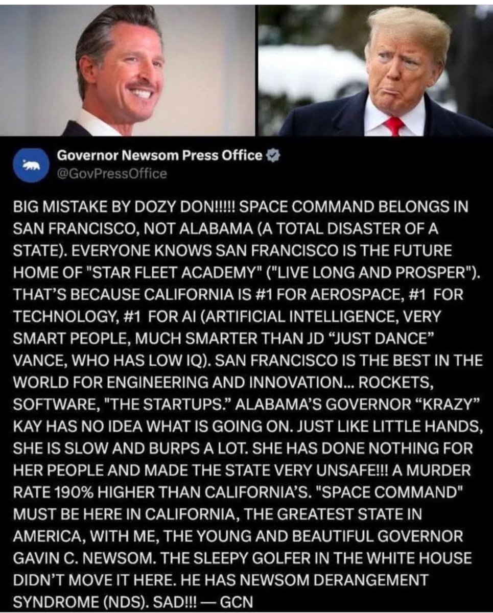 charrese's tweet image. ⁦@WhiteHouse⁩ ⁩ ⁦@alabamagov⁩ 😂 😂 #spacecommand