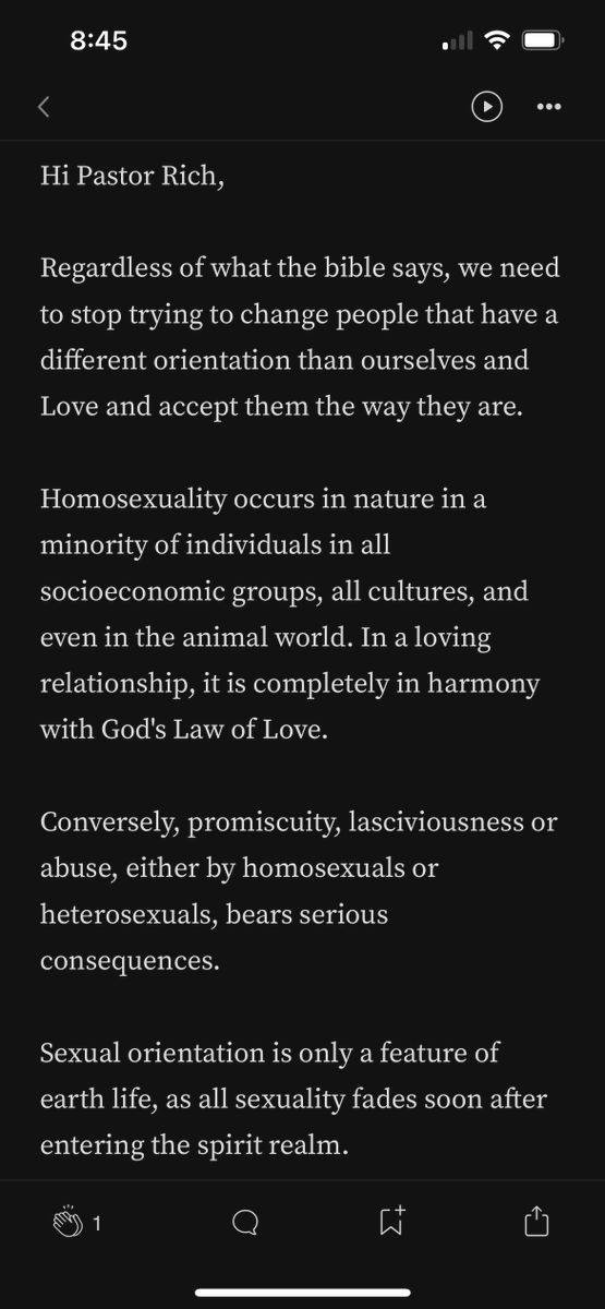 My response:

Thank you for your thoughtful note. I appreciate that you are trying to emphasize love, and I share that desire with all my heart. 

But I must also say clearly and kindly that I strongly disagree with your conclusions, and I believe Scripture gives us every reason