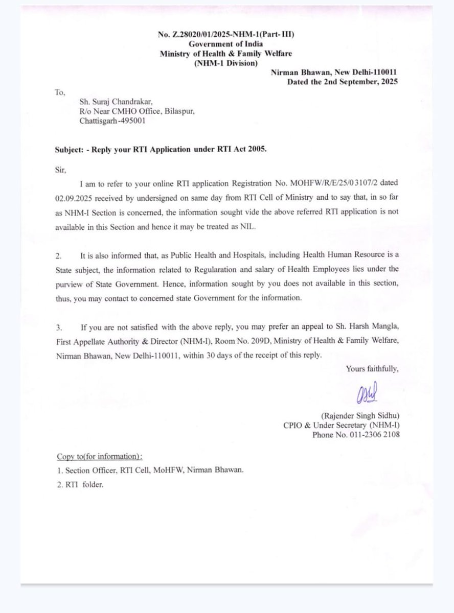 Comment of Central Government regarding Regularization of NHM employee in Chhattisgarh <a href="/bhupeshbaghel/">Bhupesh Baghel</a> <a href="/satyarajput321/">satya rajput</a> <a href="/PMOIndia/">PMO India</a> <a href="/TS_SinghDeo/">T S Singhdeo</a> <a href="/brijmohan_ag/">Brijmohan Agrawal</a> <a href="/cgmgkm/">छत्तीसगढ़ मनरेगा कर्मचारी महासंघ</a> <a href="/ChhattisgarhCMO/">CMO Chhattisgarh</a> <a href="/drramansingh/">Dr Raman Singh</a> <a href="/IBC24News/">IBC24 News</a> <a href="/INCChhattisgarh/">INC Chhattisgarh</a> <a href="/ShyamBihariBjp/">ShyamBihari Jaiswal</a> <a href="/vijaysharmacg/">Vijay sharma</a> <a href="/vishnudsai/">Vishnu Deo Sai</a> <a href="/MoHFW_INDIA/">Ministry of Health</a>