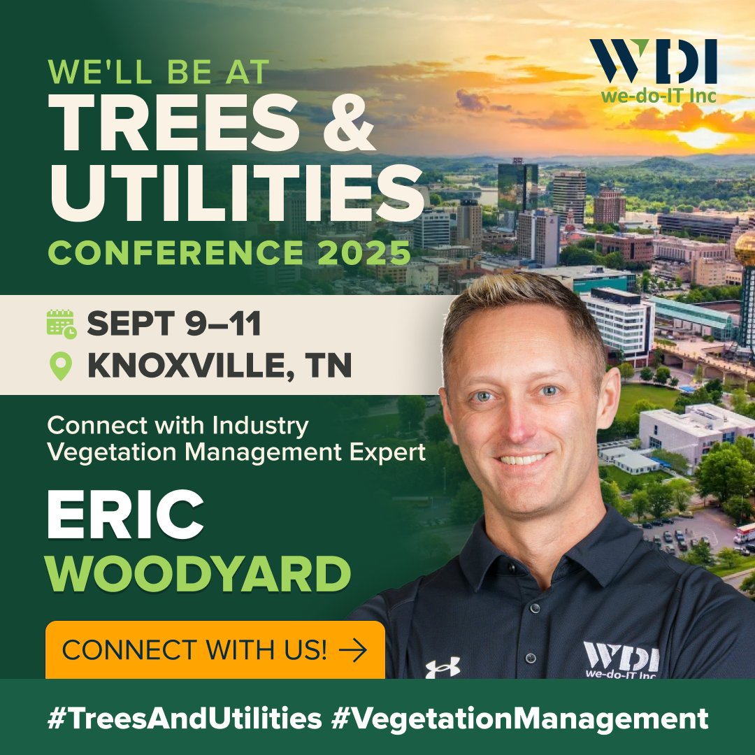 wdigis's tweet image. 🌳 We’re looking forward to Trees &amp;amp; Utilities Conference in Knoxville TN, Sept 9–11 2025. Our vegetation expert, Eric Woodyard, will be on site to connect and share how utilities can leverage GIS technology and advanced data to transform vegetation management.

#TreesAndUtilities