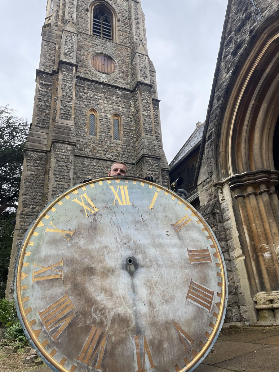 Christ Church's clock faces and dials have been removed for painting and gilding for the first time in over 60 years. We are very grateful for a grant towards the restoration from The Chislehurst Society.
The contractors are the same as those who restored Big Ben a few years ago.