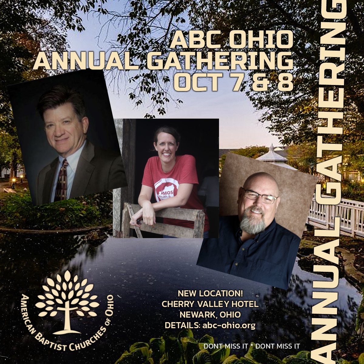 ABCofOhio's tweet image. We are excited to invite you to the 199th Annual Gathering of the American Baptist Churches of Ohio at the beautiful Cherry Valley Hotel (2299 Cherry Valley Rd., SE, Newark, Ohio 43055). Register TODAY! abc-ohio.org/index.php/menu…
