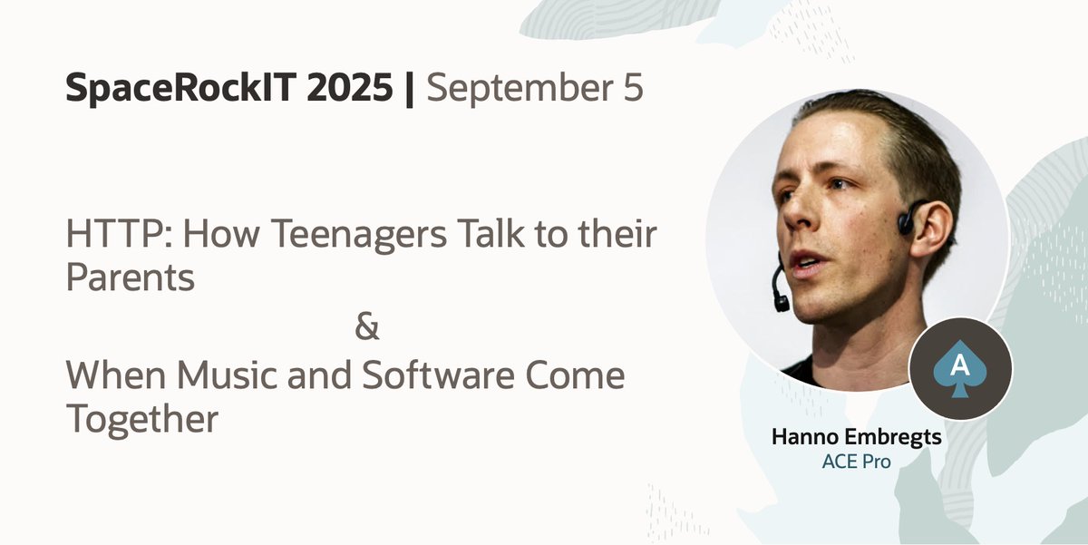 oracleace's tweet image. Join SpaceRockIT 2025, the conference where IT and music come together in one place!
Make sure you don't miss the sessions from Oracle ACE @hannotify 👉
social.ora.cl/6018fAOwi
#OracleACE