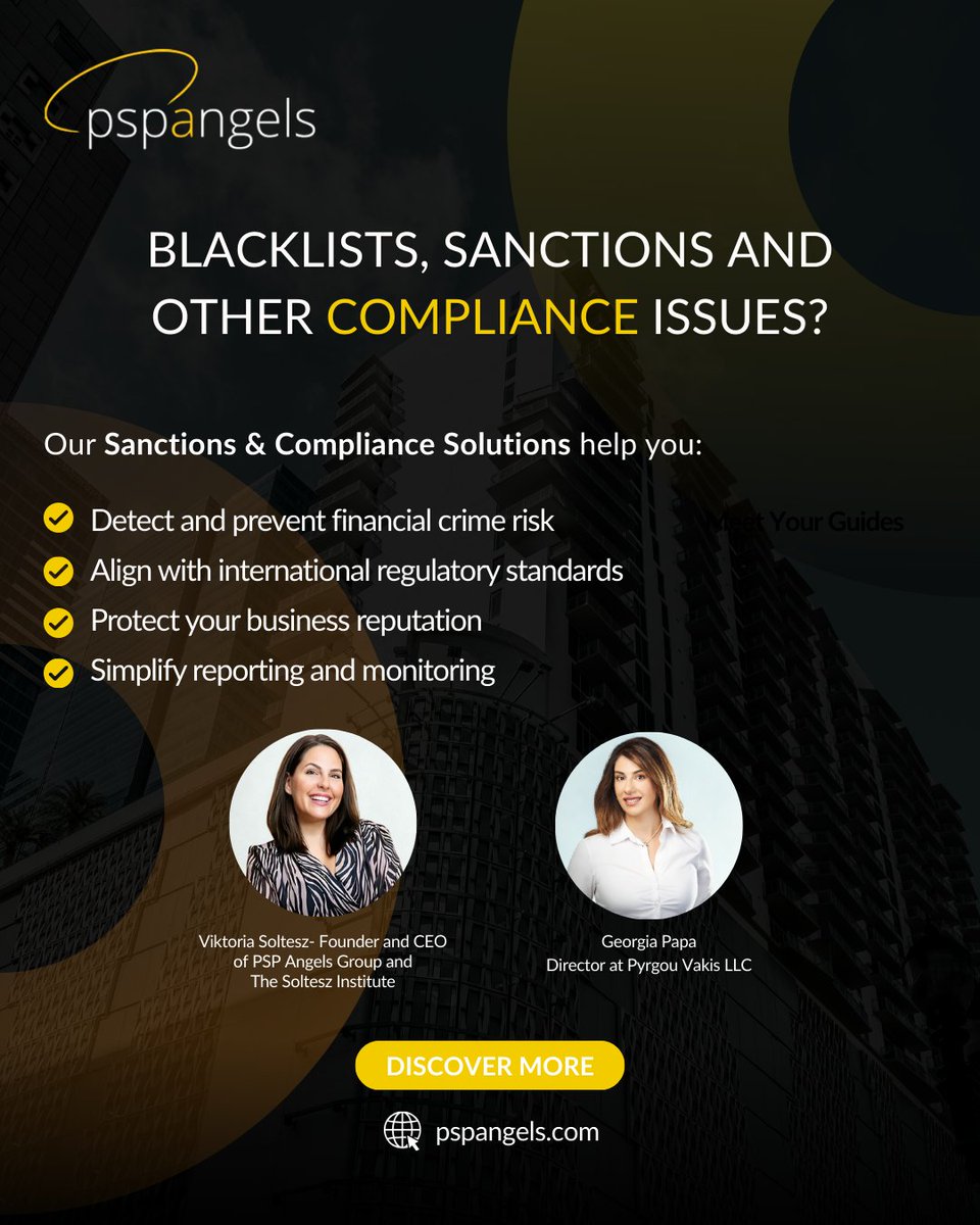 Sanctions &amp; compliance remain some of the toughest challenges for businesses.

Together with Georgia Papa, we provide tailored Sanctions &amp; Compliance Solutions to:

✔ Reduce risks
✔ Stay compliant
✔ Protect your reputation

👉 pspangels.com/sanctions
