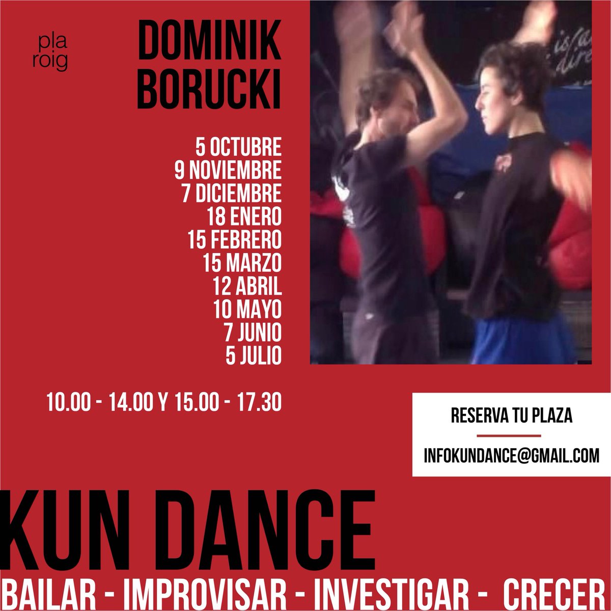 pla_roig's tweet photo. Talleres de Kun Dance impartidos por Dominik Borucki en Pla Roig. 

Para asistir o recibir más información escribe a: infokundance@gmail.com
.
.
.
#dominikborucki 
#plaroig https://t.co/cGrcIqAWAg