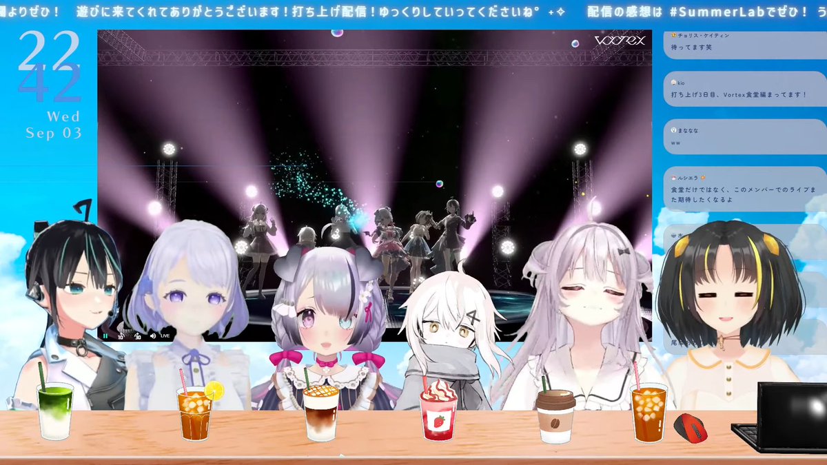 Meeeeme's tweet image. #SummerLab 打ち上げ超楽しかったー！
再びこうして６人全員が揃っての配信を見れるなんて思ってなかったのでめちゃ嬉しかったなー！裏話や感想などいっぱい聞けてすごくよかったです。お話聞いてたらまたライブ見返したくなったのでアーカイブと明日公開のLive clipをっぱい見るぞー！