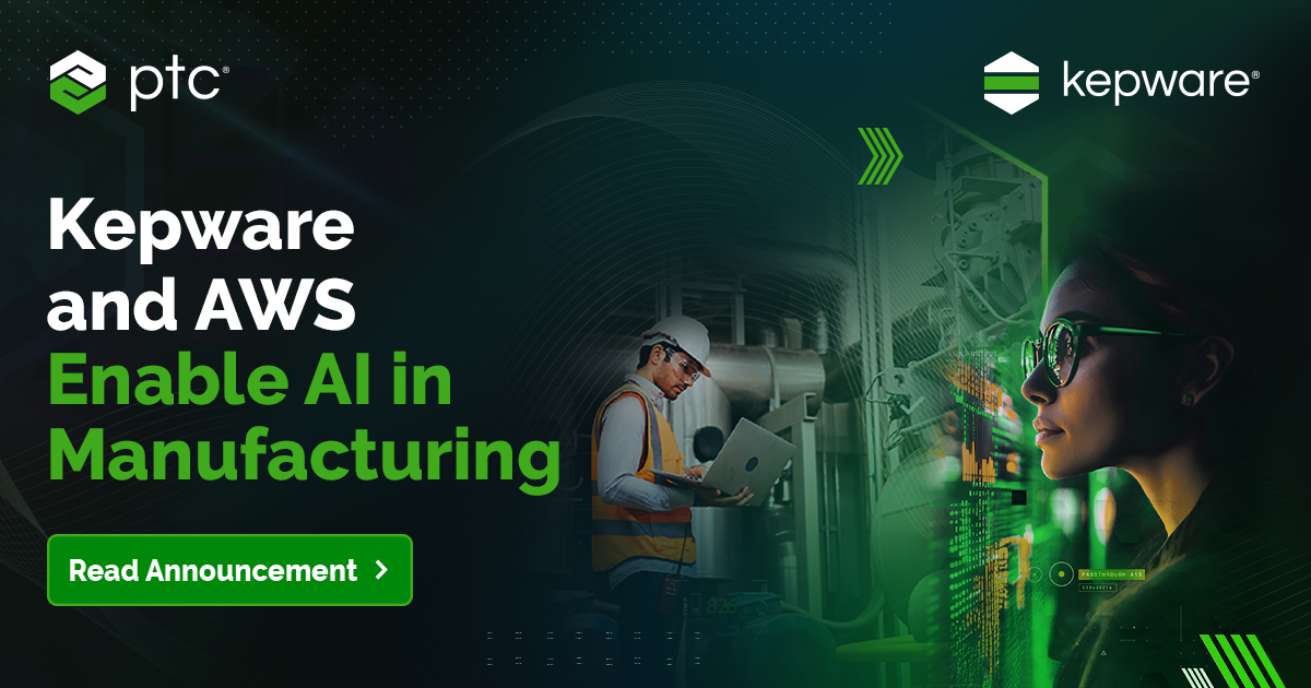 🚀Kepware + AWS: Unlock AI-powered manufacturing insights🚀
👉Read Announcement: ptc.co/64b450WQn5g

Join our Oct 1 webinar at 11 AM EDT to explore how to bridge OT &amp; IT, scale data access, &amp; drive innovation.
👉 Register Now: ptc.co/KNOh50WQkvZ