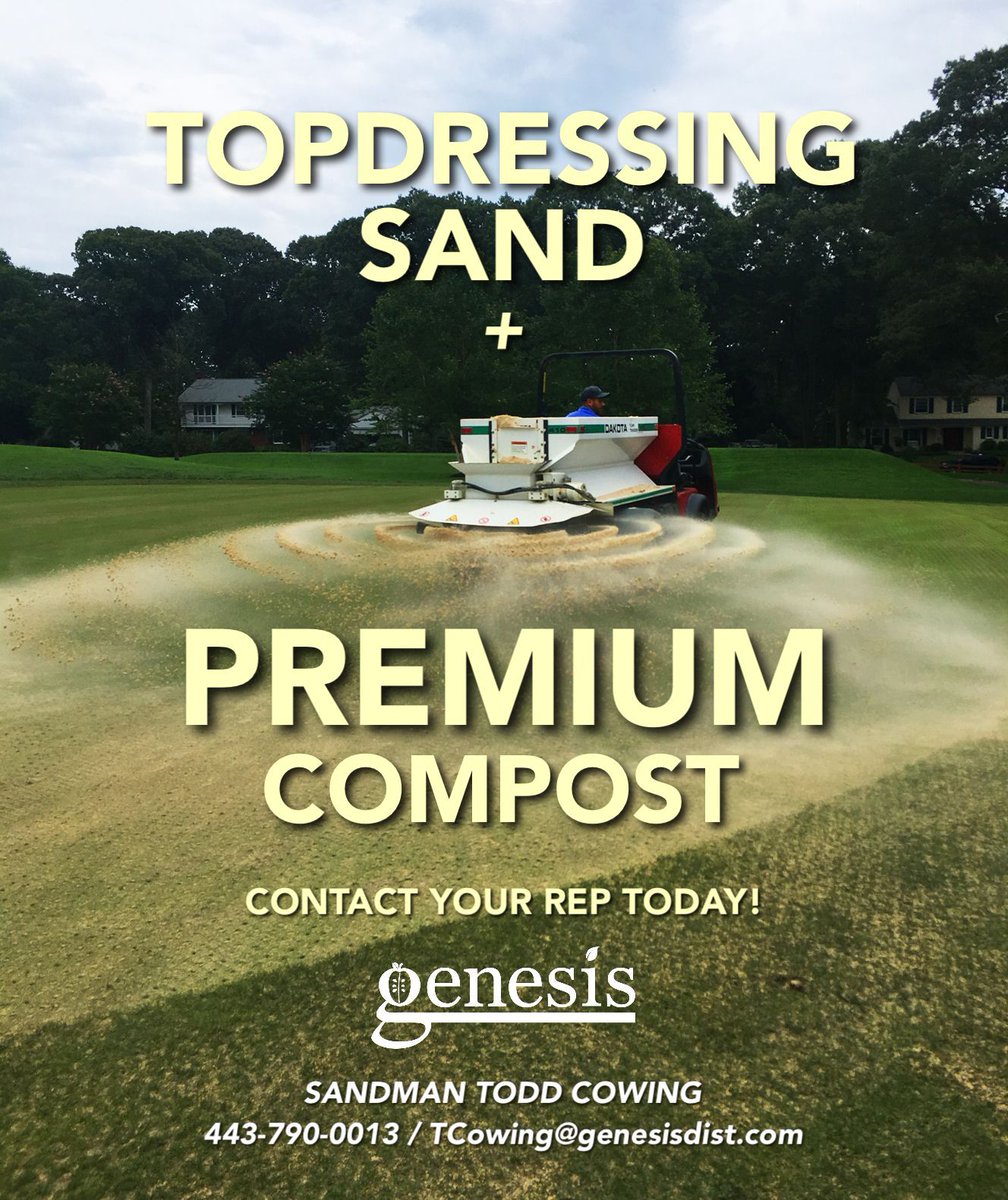 Fall is around the corner! We're standing by to help you with your Topdressing needs, and have Premium Compost upon inquiry that's great for Weak Rough Areas and Greens Surrounds!

Contact your Genesis Rep today, or our resident "Sandman" Todd Cowing for more info!

#Topdressing