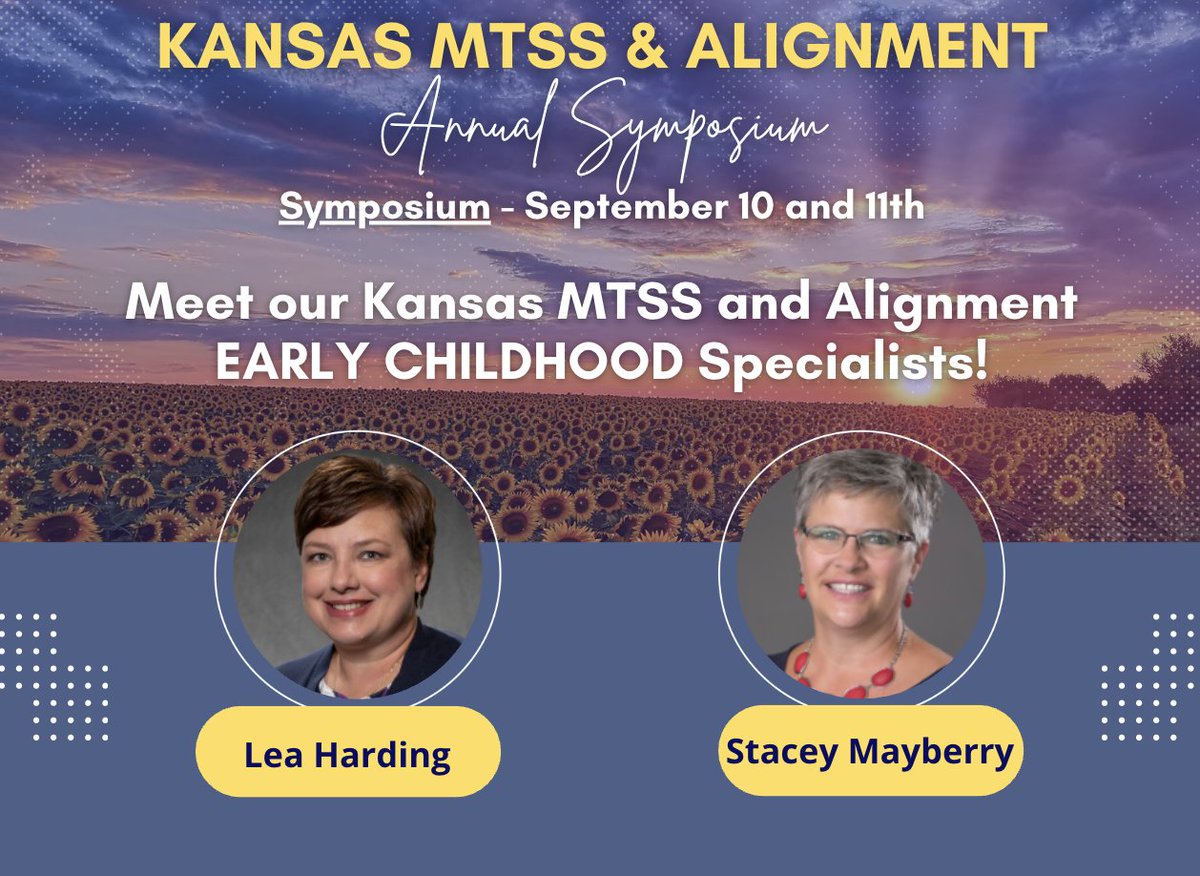 ksmtss's tweet photo. Meet our Kansas MTSS Early Childhood Specialists! At the Sept. 10–11 Symposium, they’ll share strategies to build strong foundations and support young learners in MTSS. Register: https://t.co/bzfFYcERIc https://t.co/8K72afLF1I