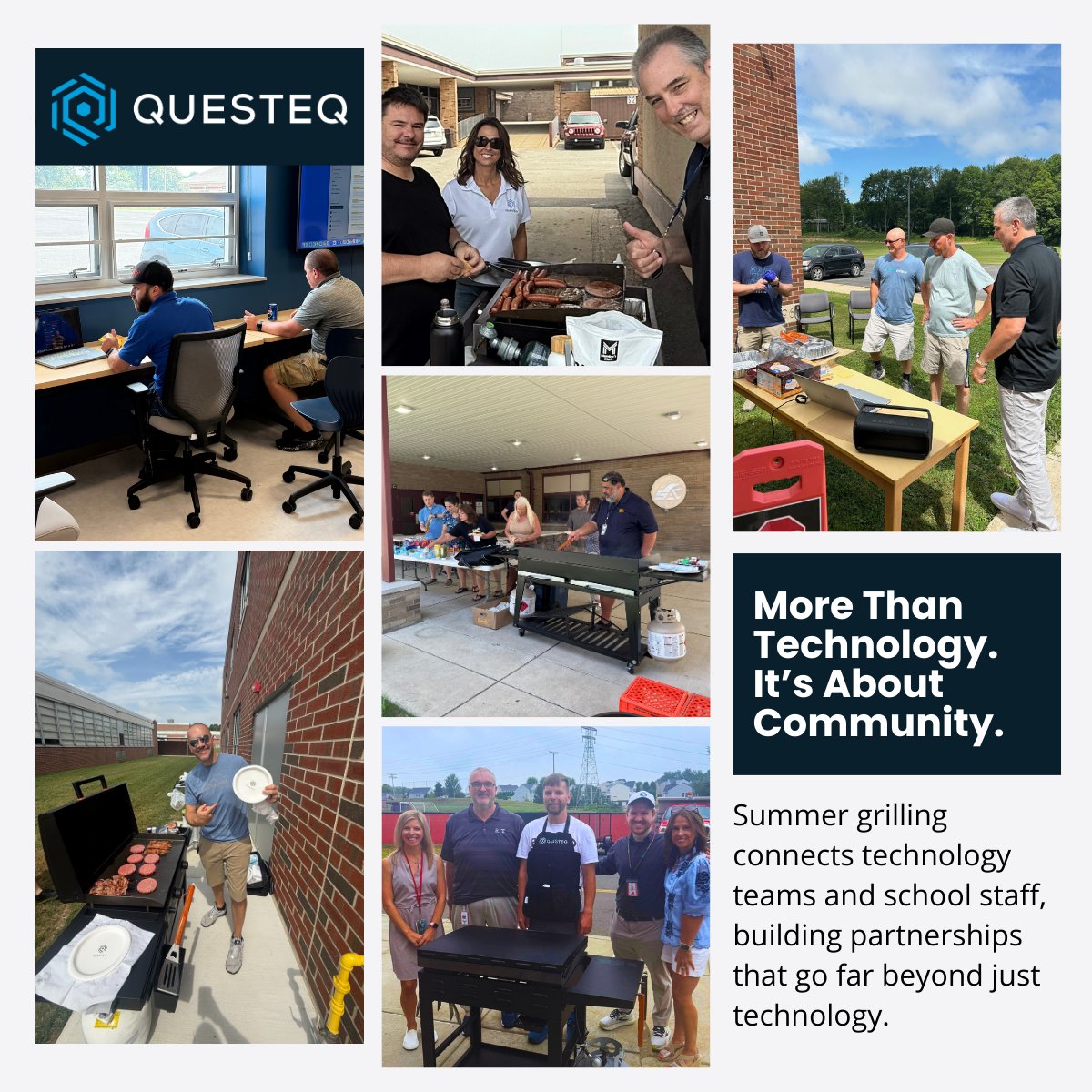 questeq's tweet image. ☀️ Every summer, several of our technology teams fire up the grill and invite administrators, teachers, and staff to step outside and share a meal away from the to-do lists.

See why it matters: questeq.com/firing-up-the-…

#Questeq #PartnerWithAPurpose #CommunityStrong #edtech