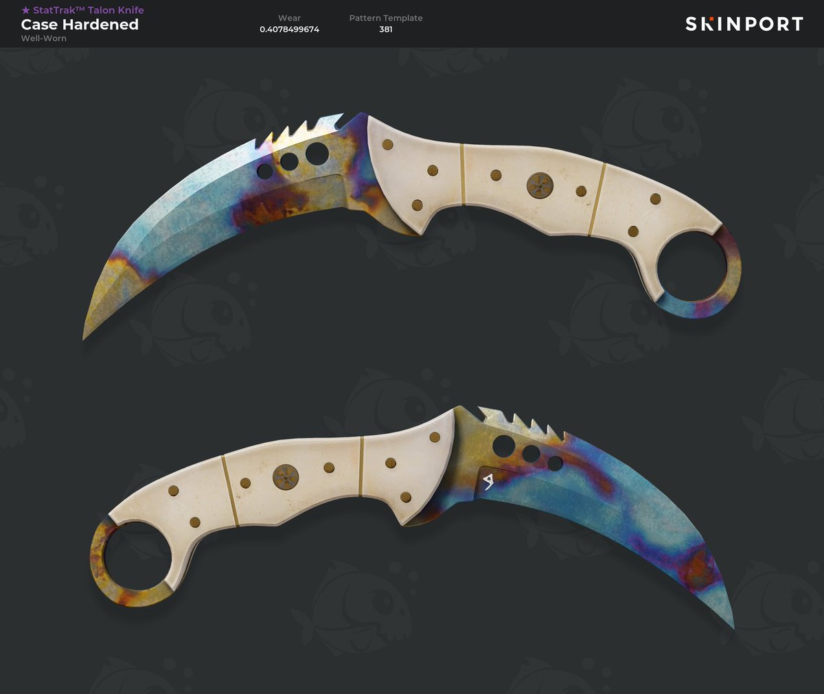 Herkese merhaba, iyi günler.  Stattrak Talon Case Hardened 381 pattern bıçağım var. Değeri ne kadar? Bilenler yardımcı olursa sevinirim.