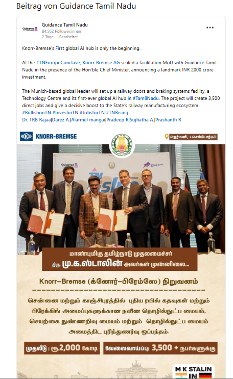 Glückwunsch nach Indien! 

Während Knorr-Bremse in Deutschland 700 Jobs streicht (13 % der Belegscha...