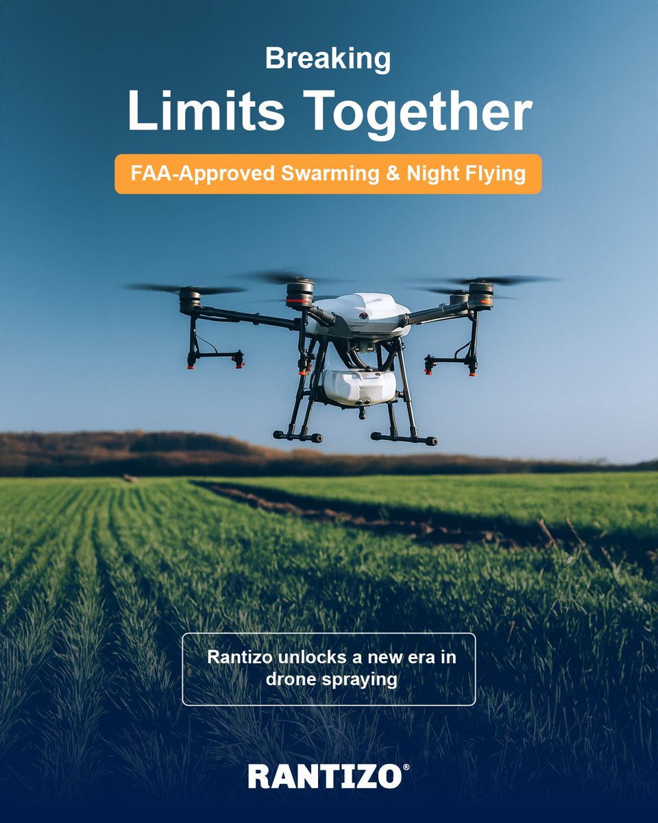 rantizosprays's tweet image. Precision in every condition.

Our team is fully trained and certified for night and swarm flying, helping applicators extend spray hours and maximize productivity.

Certified pilots | FAA-approved | Built for performance

#AdvancedOperations #DroneTraining #AgTech #Rantizo
