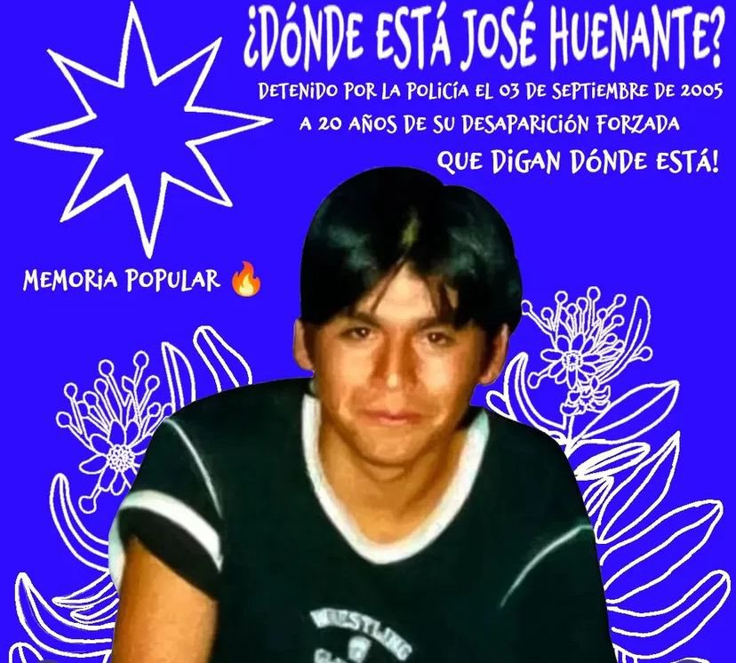 🔴🇨🇱UN DÍA COMO HOY de 2025 el Estado Chileno hace desaparecer a José Huenante, han pasado 20 años y el silencio continúa lo mismo está pasando con Julia Chuñil.