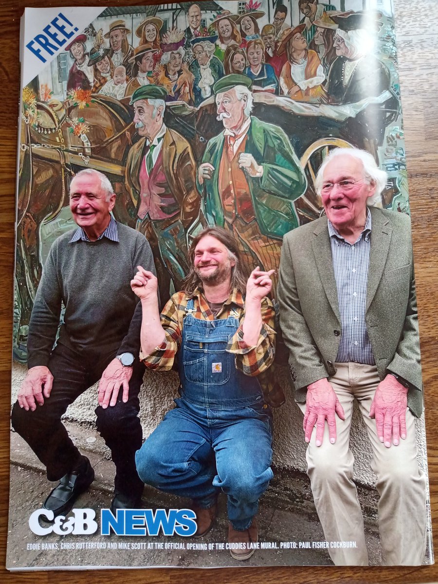 This month's C&amp;B News features the ever-modest Colinton Tunnel Trustees, Eddie and Mike, in front of their excellent portraits by <a href="/RutterfordArt/">Chris Rutterford</a> in the new Cuddies Lane Mural.  Great moustaches!
