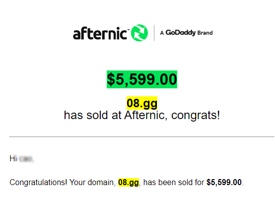 SOLD
08. gg in usd5599 <a href="/afternic/">Afternic</a> 
thanks for AN and congrats to buyer

#domainnames