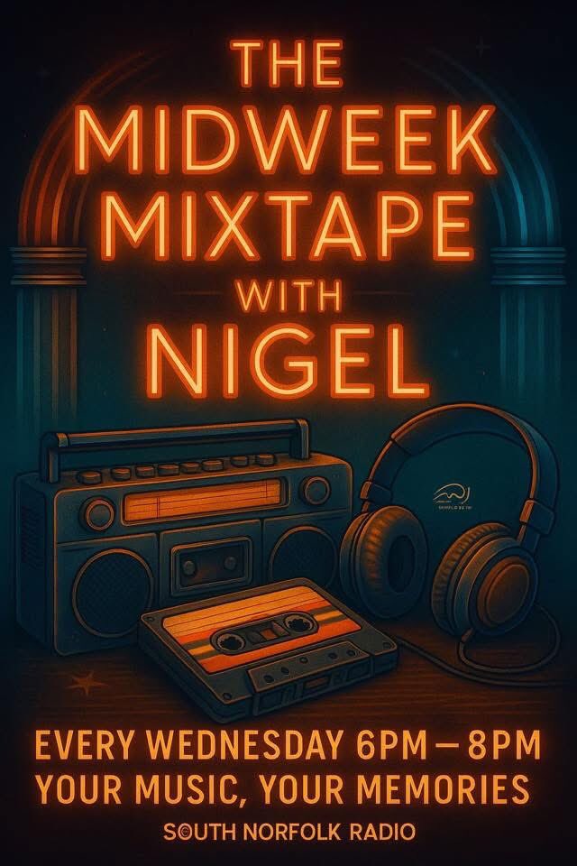 Your music Your memories 
The Midweek Mixtape is broadcast this evening 
on <a href="/snradiouk/">South Norfolk Radio</a> hosted by <a href="/NJTjust/">Chronicles of Nigel</a> 
#RockMusic #CommunityRadio 
Midweek Mixtape 6-8pm 
Wednesday on snradio.uk
Listen via snradio.uk or any radio app or your smart speaker