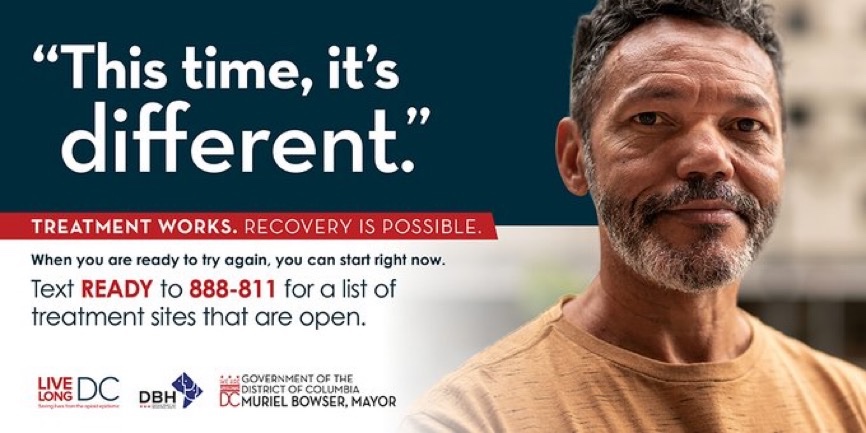 We say it loud, over and over. Addiction is a brain disease that can be treated. 
In DC, when you're ready, we're ready. 
✅Free rides to treatment
✅Medications that reduce cravings &amp; overdose risk
✅24/7 free Stabilization Center
✅Recovery housing
✅Peer partners
Call 988,24/7