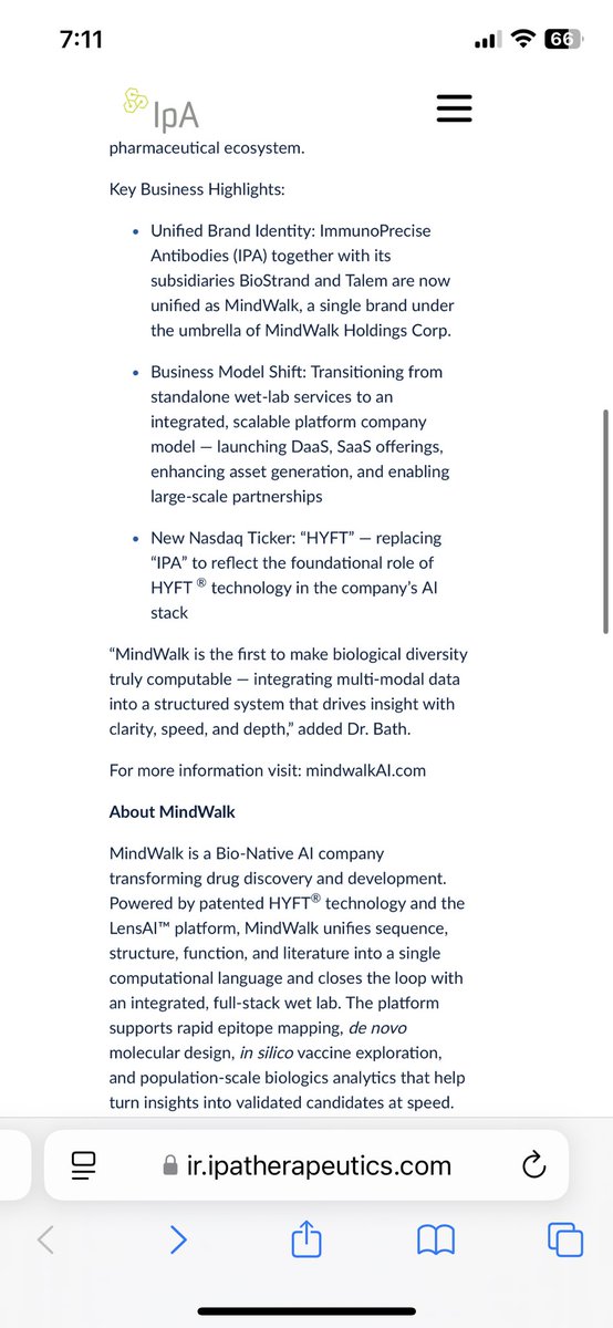 BigRig_Trader's tweet photo. #BigRigAlert ๐จ $HYFT is new $IPA @ImmunoPrecise @BioStrandBV #LensAIโข will now be MindWalk, a Bio-Native #AI company with a new ticker $HYFT #MindWalk https://t.co/XHYSChY8BI Last at $2.12 Going to be a great end of 2025 here ๐๐๐๐๐ https://t.co/IHEYuzD8ZV