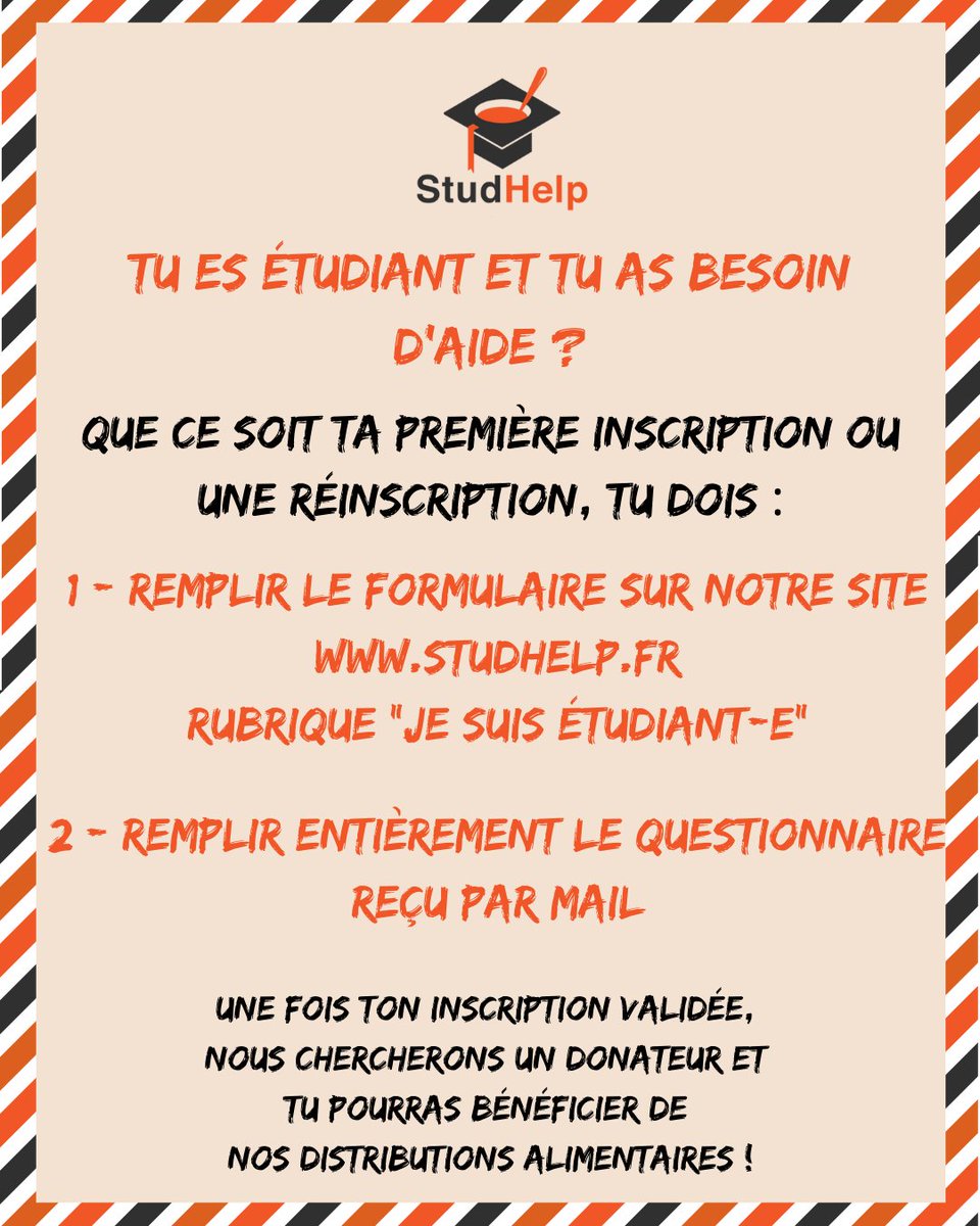 StudHelp_'s tweet image. C’est la rentrée ! 💫
Nouvelle année = réinscription ✅
Étudiant·e ou donateur·rice, ne ratez pas cette étape pour profiter de nos services ou soutenir les étudiant·e·s 🫶
📌 Guide spécial rentrée ➡️ studhelp.fr/studaide

Belle année à toutes et à tous ! 🧡
