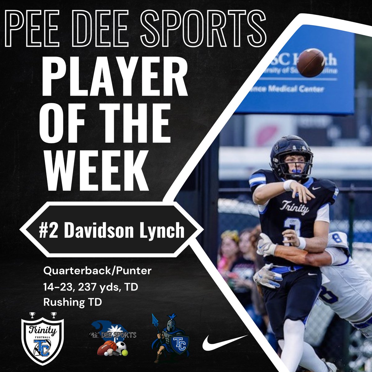 Trinity Collegiate School Football (@tcs_football) on Twitter photo One last group of football honorees from last week to mention before we flip the page: Davidson Lynch, Garrison Copeland, Walker Willcox and Mac Burch were all named Players of the Week by <a href="/peedeesportss/">Pee Dee SC High School Sports Page</a>! One last group of football honorees from last week to mention before we flip the page: Davidson Lynch, Garrison Copeland, Walker Willcox and Mac Burch were all named Players of the Week by <a href="/peedeesportss/">Pee Dee SC High School Sports Page</a>!