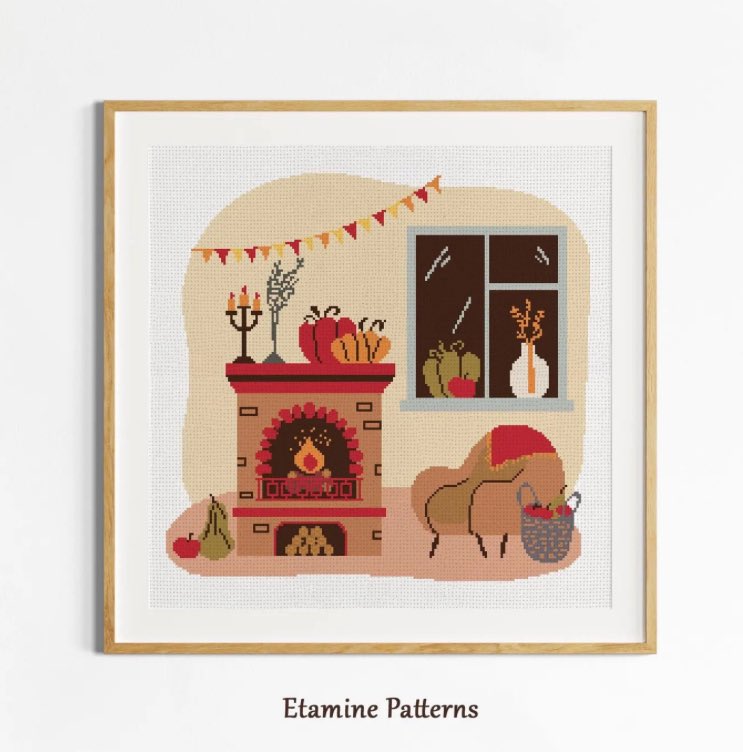Autumn Home Scene Cross Stitch Pattern 🍁 
#autumnwallart #crossstitchpatterns #handmadegifts #falldecor

👉🏻 etsy.me/3I6cipF 👈🏻