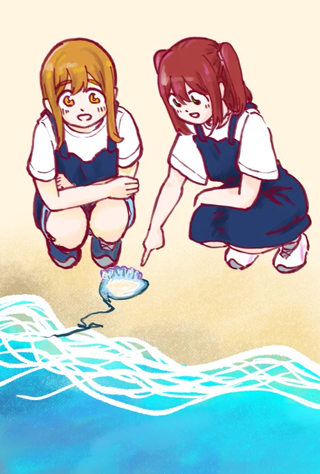 浜辺にかわいいくらげさんがいたよ