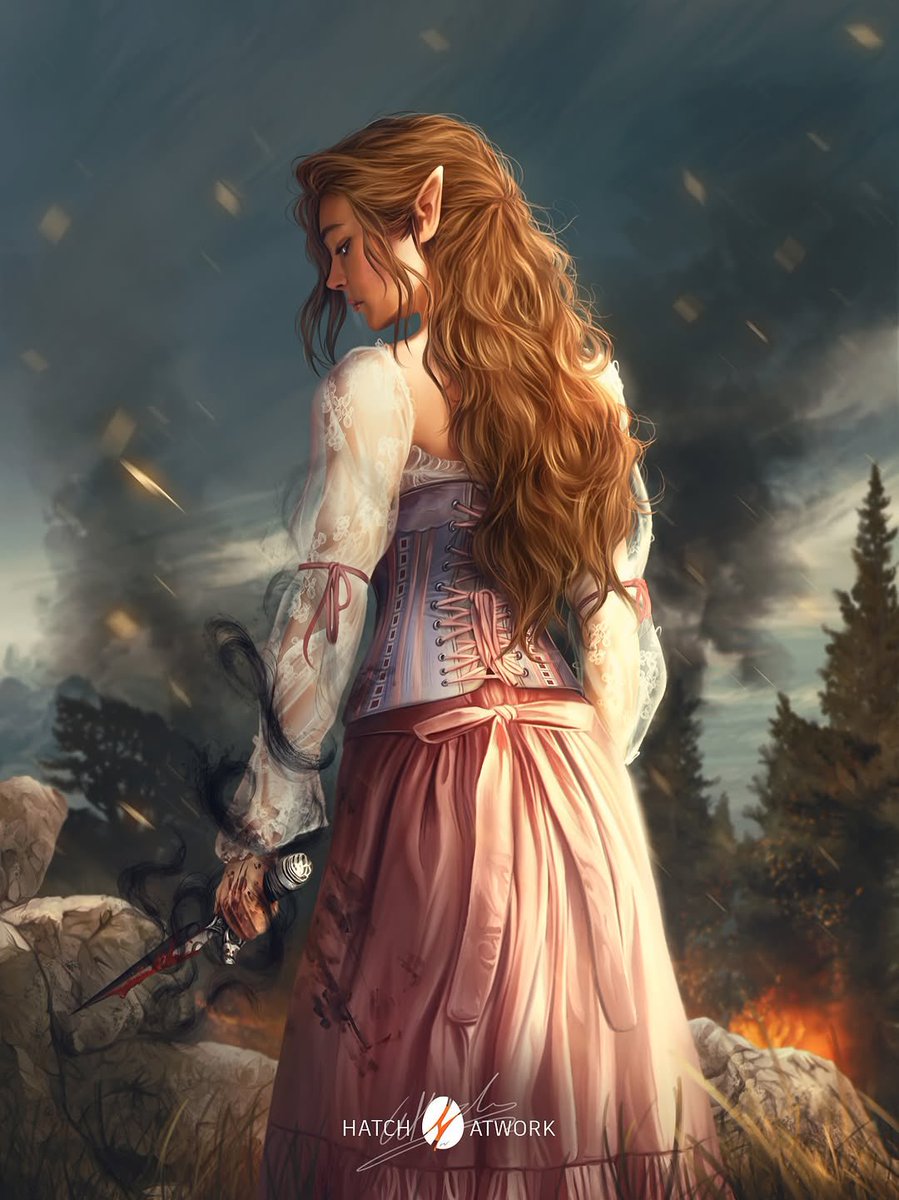 elrielvault's tweet image. Elain Week//Day Four: “In Full Bloom”

Elain stepped out of a shadow behind him, and rammed Truth-Teller to the hilt through the back of the king’s neck as she snarled in his ear, “Don’t you touch my sister 𑁥౿ ⊹

Art by hatchawork commissioned by lovelyfawnxx 🫶🏻

Don’t Repost🚫