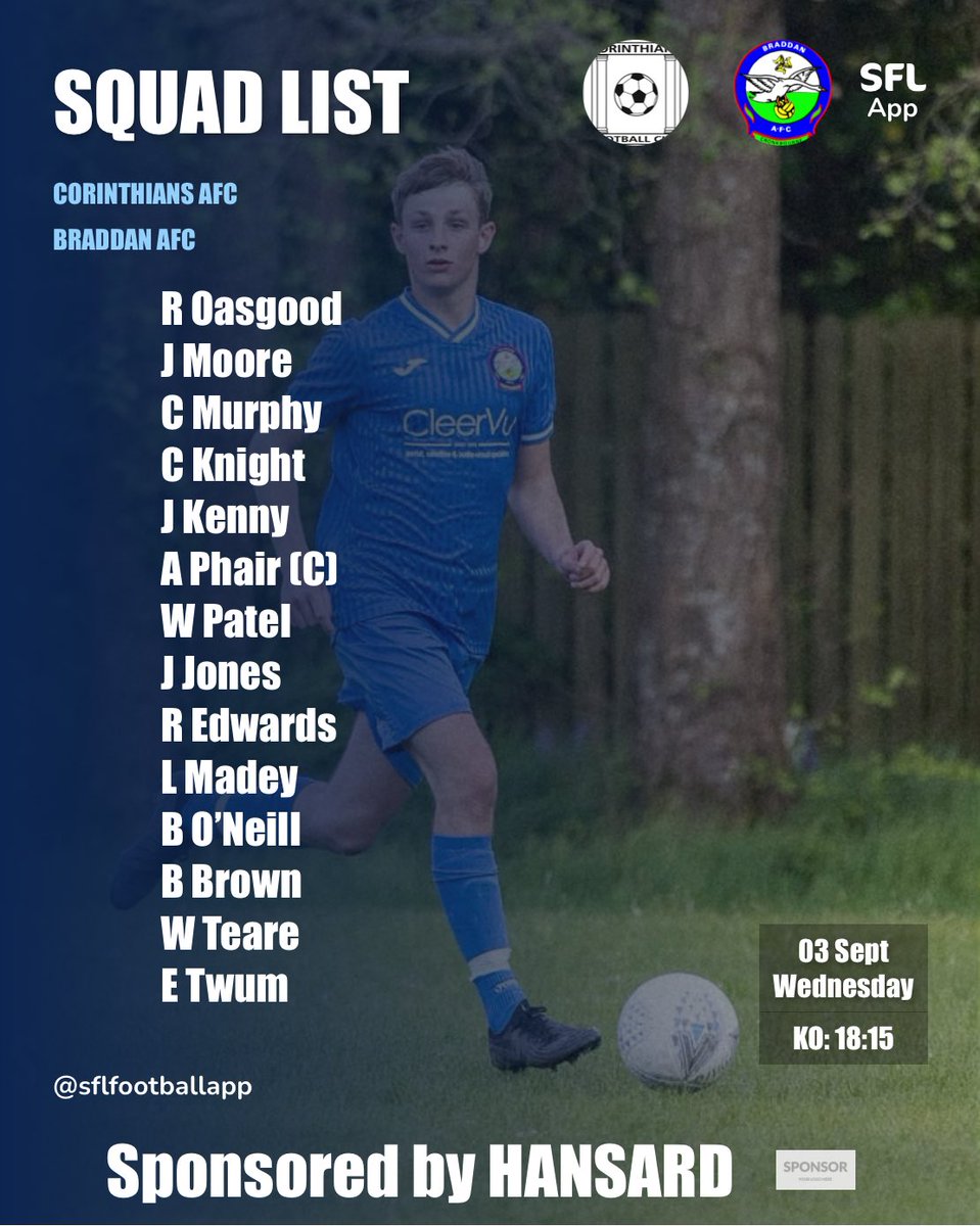 Our combi squad to play <a href="/CorinthiansIOM/">Corinthians FC 🇮🇲</a> away at Ballafletcher. 6:15pm Kick off, all support is appreciated 

#UTS