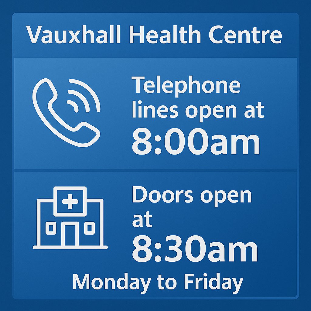 Just a reminder that our phone lines open at 08:00am, and our doors open at 08:30am, from Monday to Friday