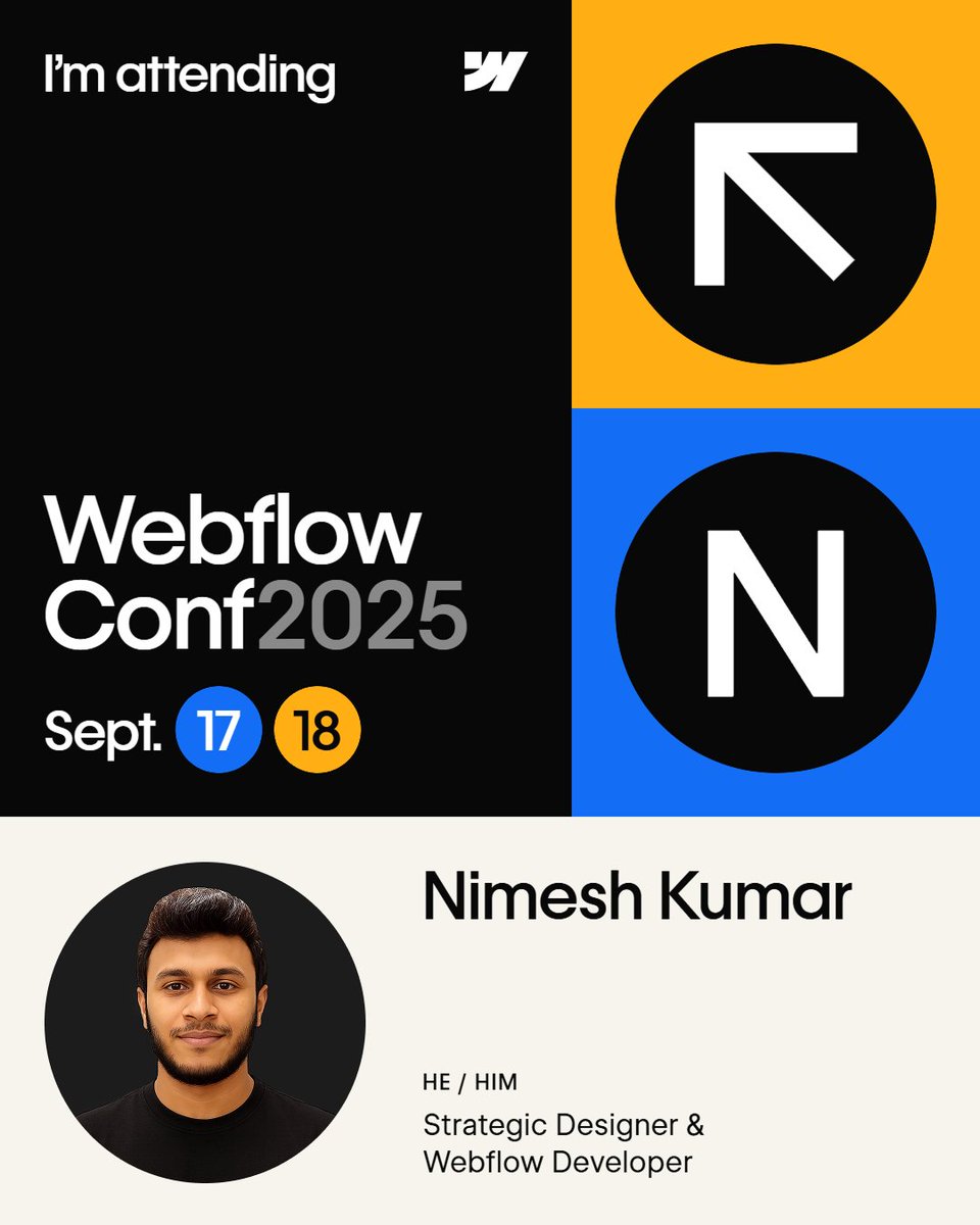 thenimeshkumar's tweet photo. I’ll be tuning into @webflowconf this month.

Most watch for shiny new features. I’m more excited about what’s next:

→ Faster workflows
→ Smarter systems
→ Cleaner builds

The tool is just the foundation.

How you apply it is what drives growth.

Who else is following along? https://t.co/uc5x4lw81a