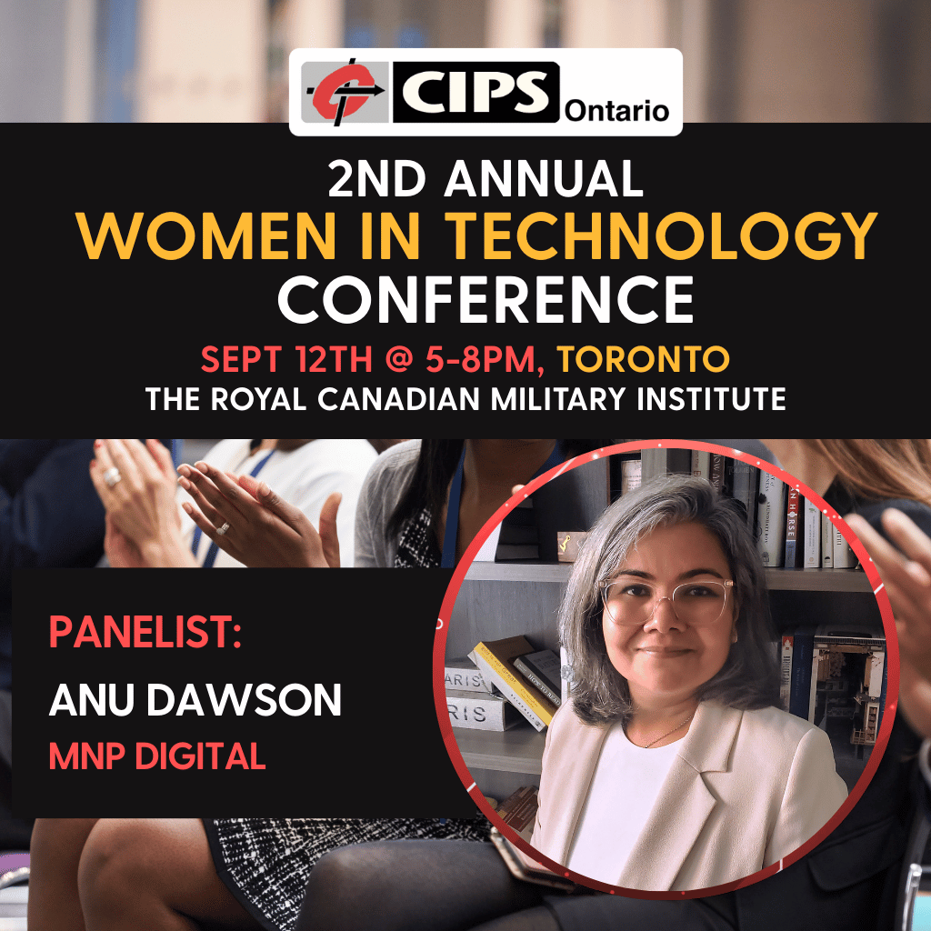 🎤 CIPS WiT Conference Panelist Spotlight: Anu Dawson, MNP Digital

📅 Sept 12, 2025 | 🕔 5–8 PM | 📍 Toronto (Royal Canadian Military Institute)

Reserve your spot:
cips.ca/event/cips-on-…

#WomenInTech #CIPSit #TechLeadership #TorontoTech