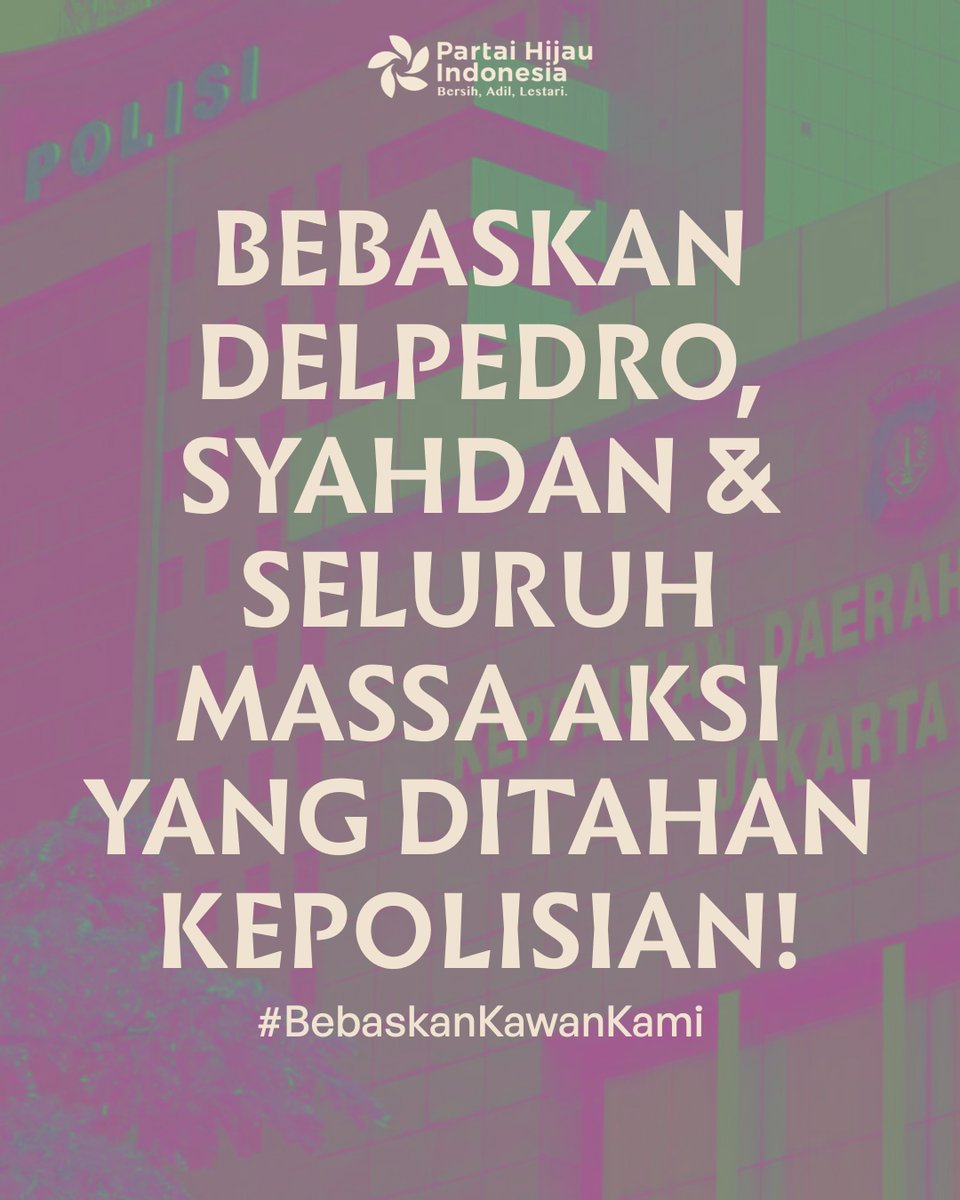 Partai Hijau mengecam brutalitas dan penangkapan massa aksi oleh aparat Polri-TNI secara sewenang-wenang. Sepanjang aksi rakyat dari 25 – 31 Agustus 2025, penangkapan dilakukan setidaknya kepada 3.337 orang dan 1.042 orang mengalami luka-luka dan dilarikan ke rumah sakit*.