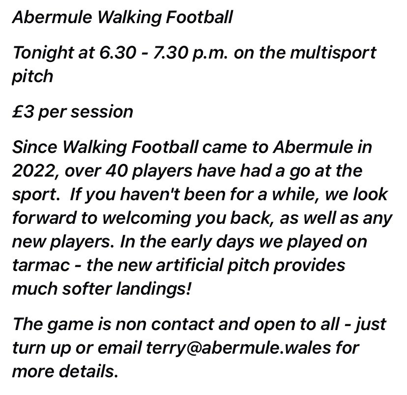 abermuleafc's tweet image. One of the fastest growing sports in UK driven by its physical and social health benefits ⚽️

Come and join in at @AbermuleCC every Wednesday.