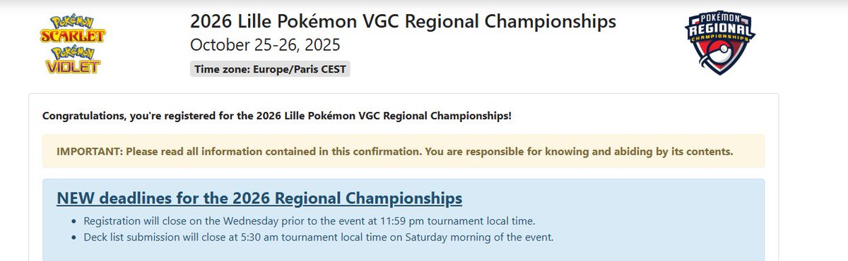 New VGC season time, starting my regionals off in 🇫🇷 France 🇫🇷

Goal for this year is going to be to push myself to see how far I can go giving 100% and at least hitting my 5 regional BFL. Hoping for at least 1 day 2  😅