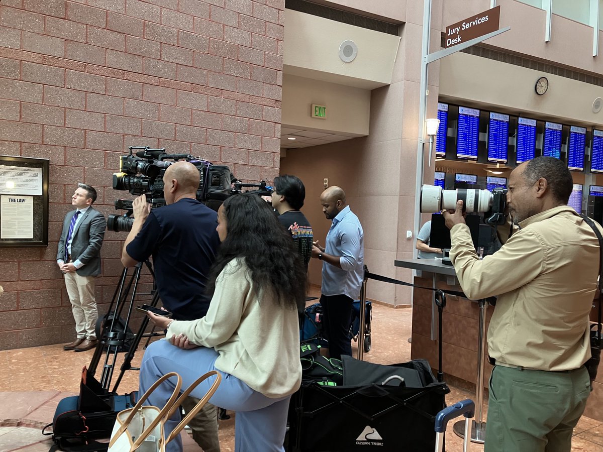 Nv8thC's tweet image. Media at press conference after indictment warrant return/ arraignment for Erick Rangel-Ibarra who was extradited from Mexico to face murder &amp;amp; destroying evidence charges. The hearing was reset to enable confirmation of counsel for 9/11 9a