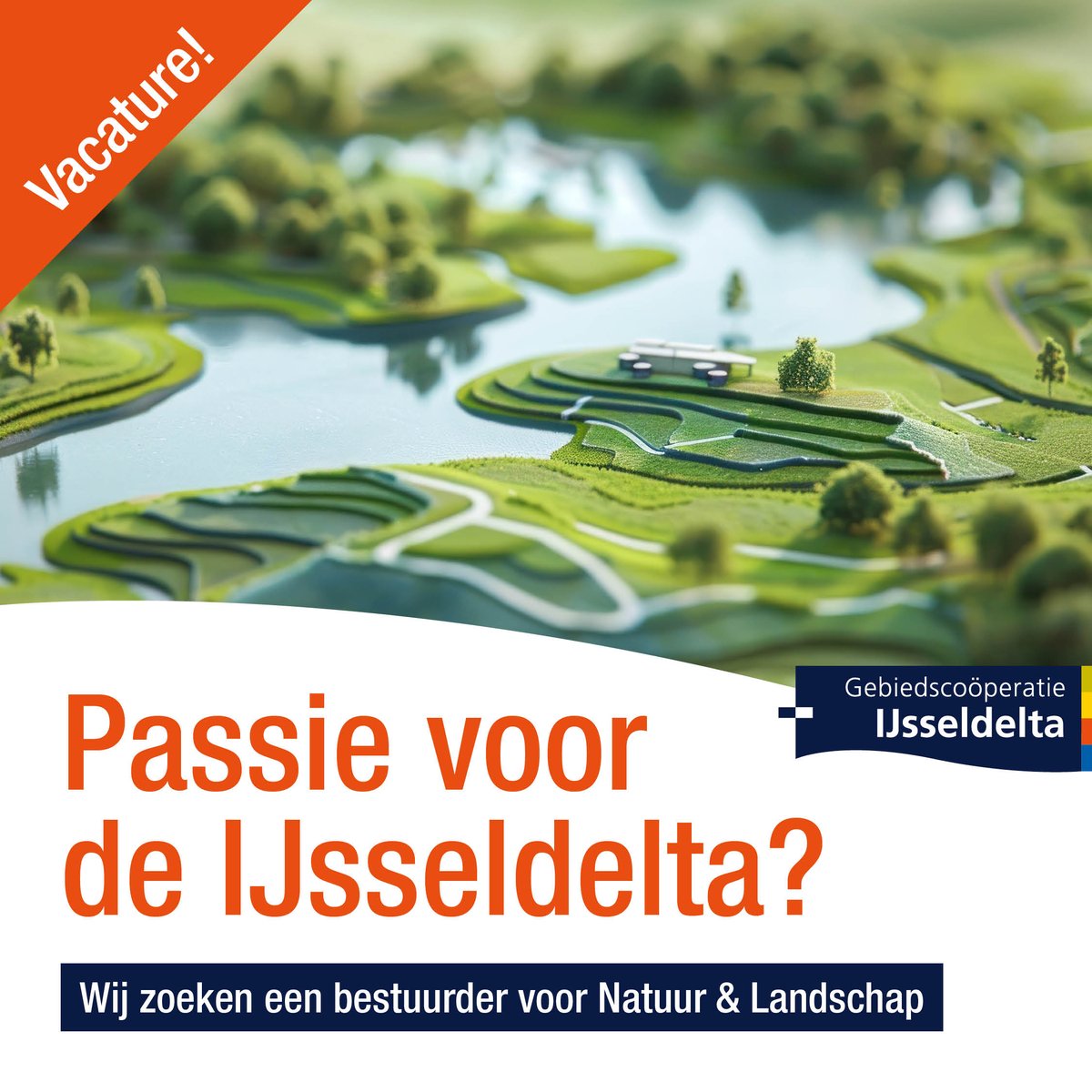 Bij de #Gebiedscooperatie #IJsseldelta - waar wij lid van zijn - zoeken ze een bestuurder voor de portefeuille Natuur &amp; Landschap. Iets voor jou of ken jij iemand die zich betrokken voelt bij de IJsseldelta en dit onderwerp? Deel de vacature! Meer info -> rb.gy/et1c8m