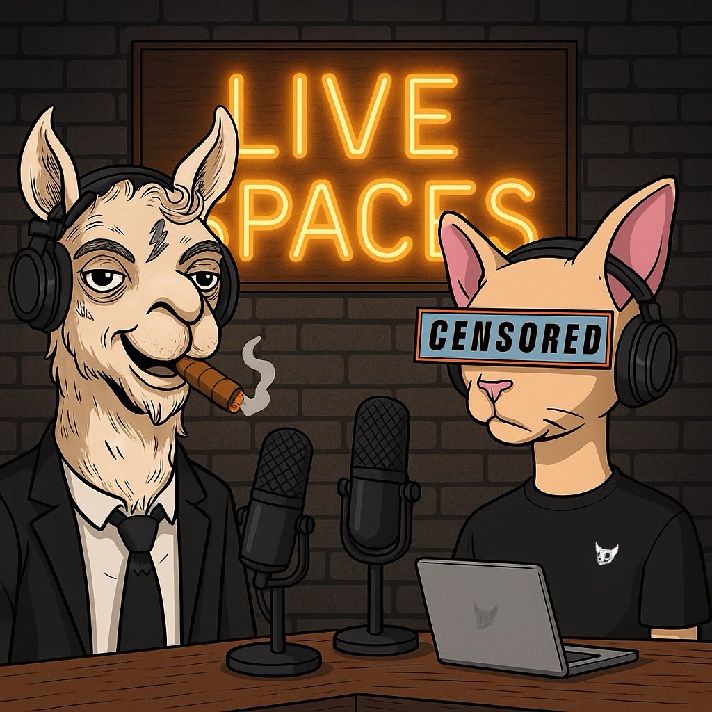 Join us for a hot spit take 💦🦙🎙️🐈

Join the spaces here: x.com/i/spaces/1mrGm…

Thursday @ 2pm EST

We’ll be joined by: <a href="/lallamapic/">La Llama Politically Incorrect Club</a> &amp; our Cetsy Co-Host <a href="/MarkiiiWeb3/">Markiii💎</a>