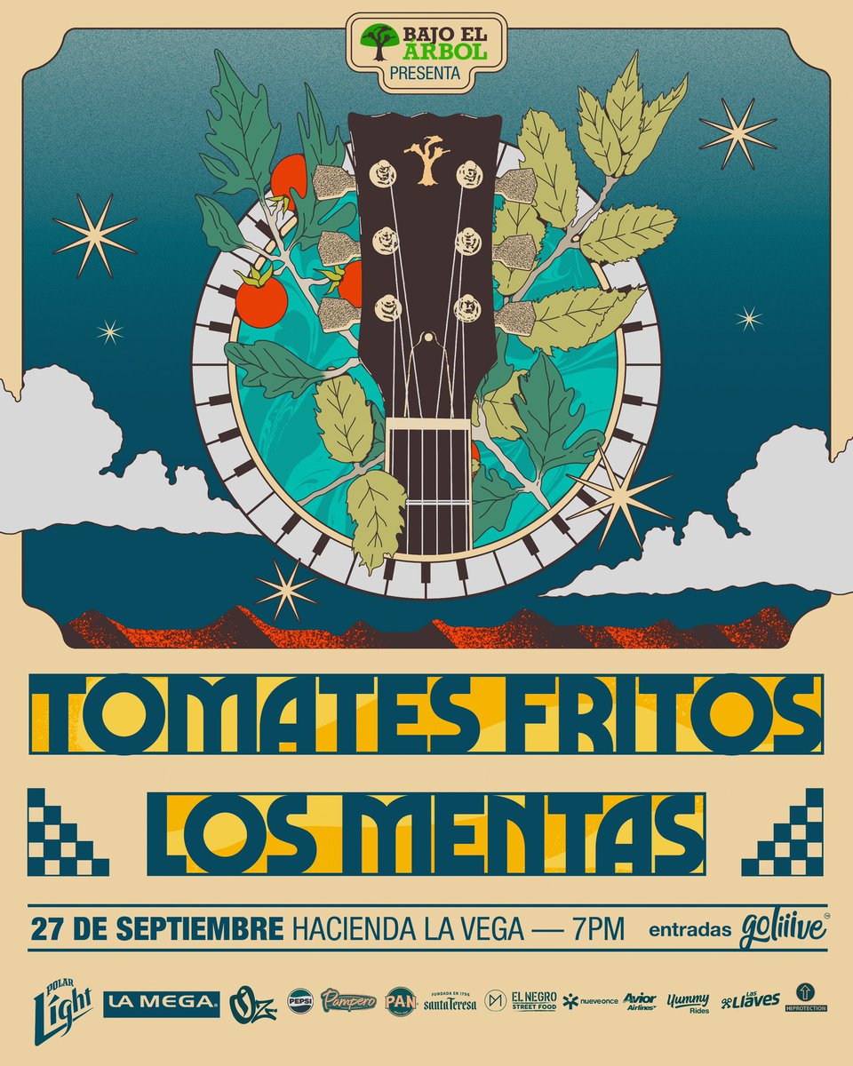 El próximo 27 de Septiembre <a href="/tomatesfritos/">Tomates Fritos</a> y <a href="/LosMentas/">Los Mentas</a> en la Hacienda LA VEGA goliiive.com/los-mentas-y-t…