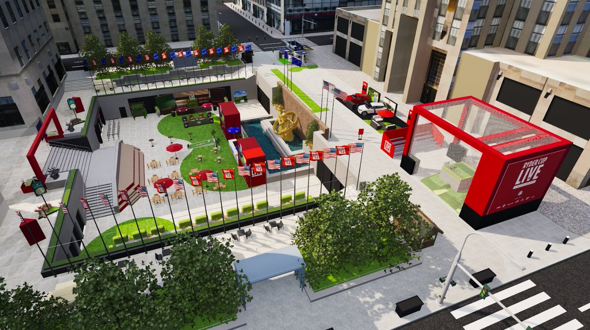 Re the <a href="/PGA/">PGA of America</a>'s takeover of Rockefeller Center for "Ryder Cup Live."