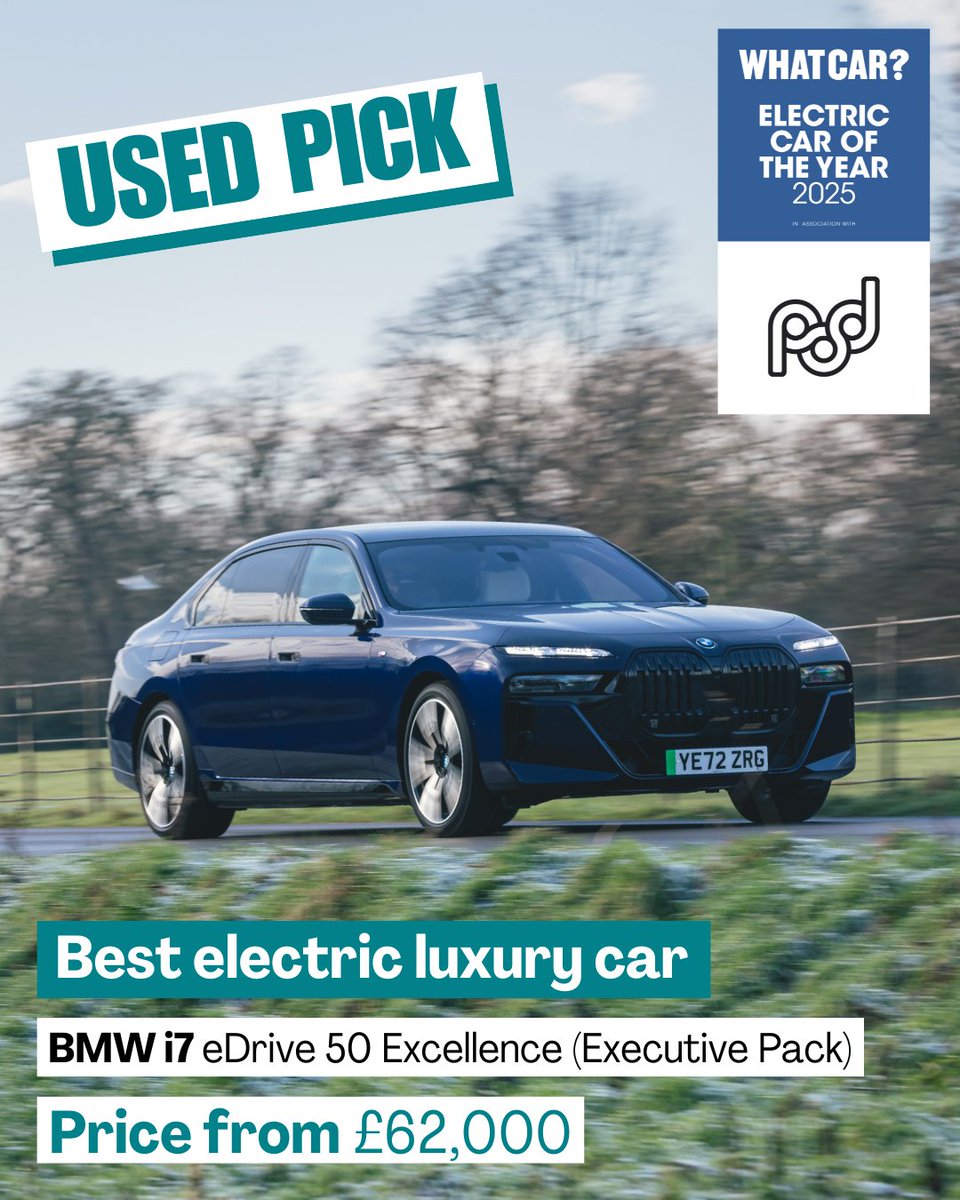 The <a href="/BMW_UK/">BMW UK</a> i7 takes the crown as best used electric luxury car, too! 🤩

It’s one of the best luxury cars to drive, with a comfortable ride and ultra-quiet cruising manners 🤫

#WhatCarAwards