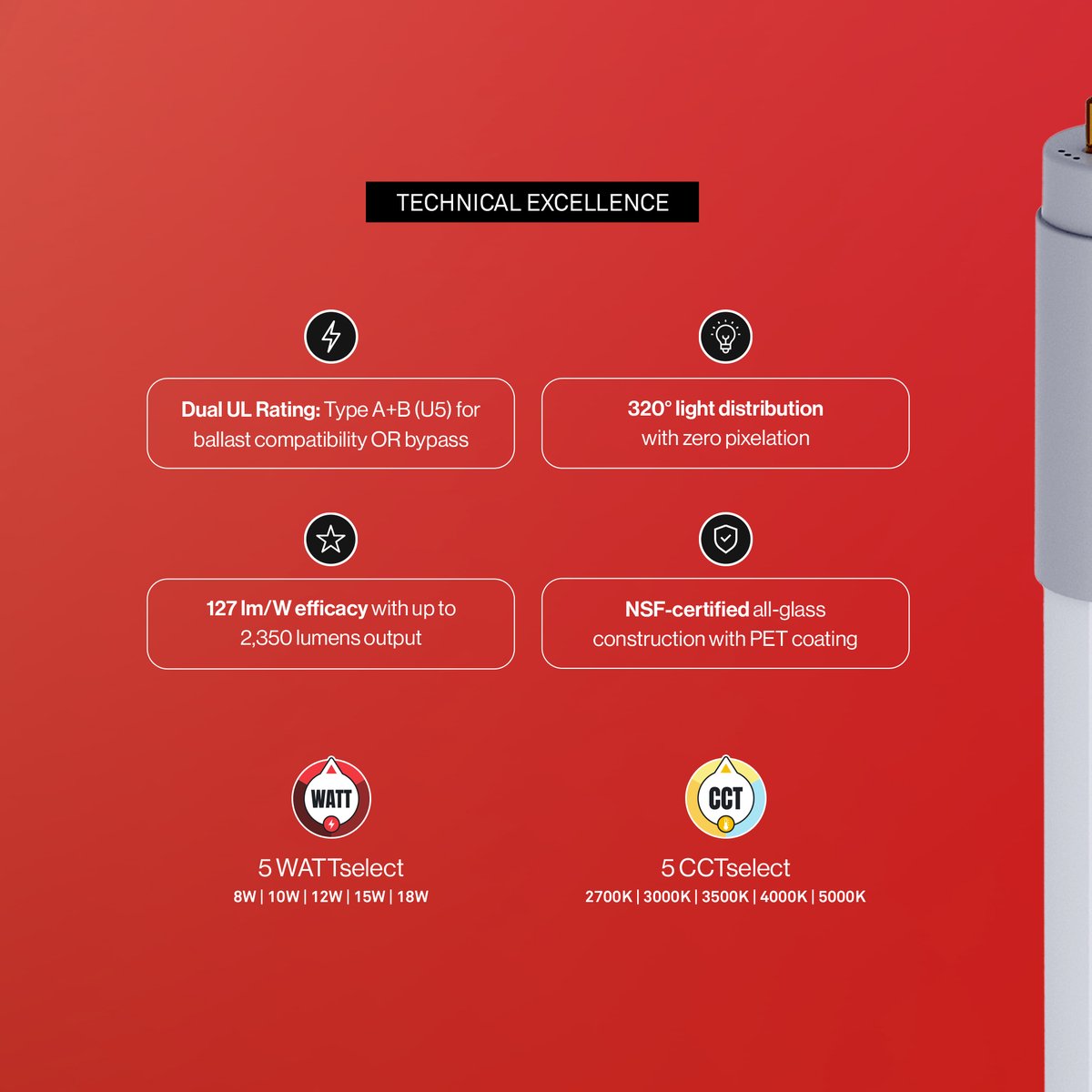 ArchipelagoLED's tweet image. The smarT8 redefines T8 versatility 💡🔄 25-in-1 flexibility, dual UL A+B rating &amp;amp; 320° all-glass build. Adjust post-installation for lighting that adapts to any spec. #LEDInnovation #LightingDesign