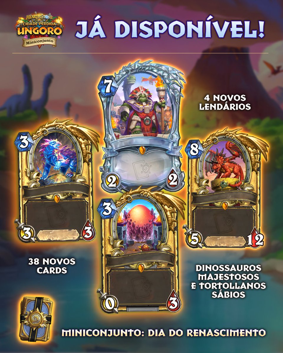 O Miniconjunto Dia do Renascimento nasceu e JÁ ESTÁ DISPONÍVEL! 🐢🦕

Jogue com 38 novos cards, 4 Lendários inéditos, e veja o Ovo de Khelos chocar.