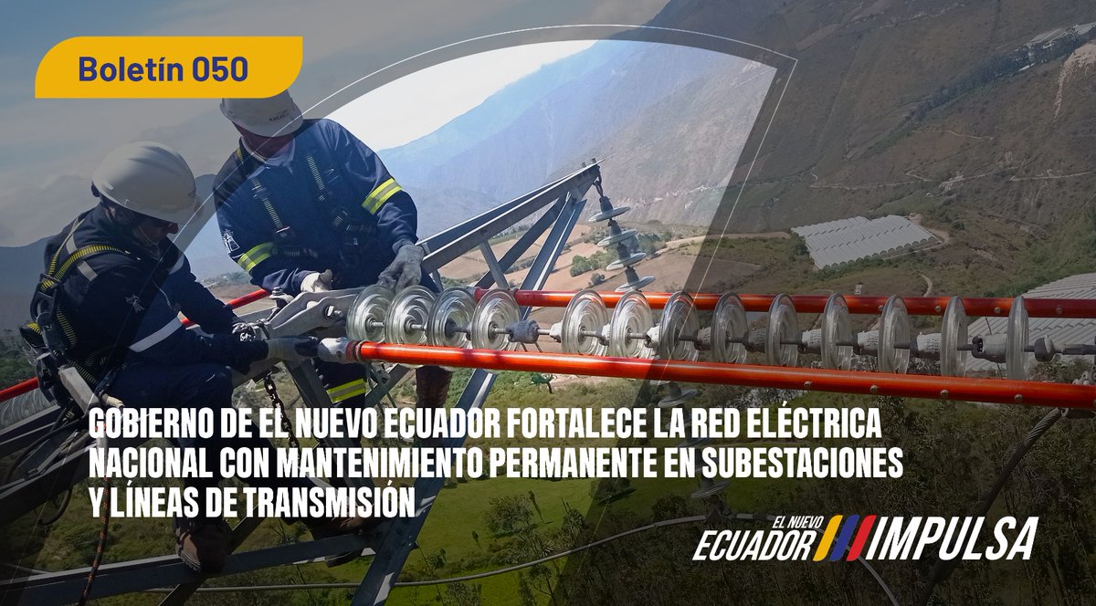 📍¡BUENAS NOTICIAS!
El Gobierno Nacional ejecuta mantenimientos preventivos emergentes en el Sistema de Transmisión, con un promedio de 350 intervenciones cada mes para garantizar un servicio eléctrico seguro para la ciudadanía.
🔹Lee más➡️ acortar.link/ntu1Uo
#ElNuevoEcuador